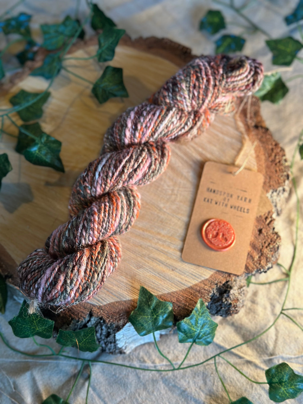 Sunset Sherbet 2 - hand blended hemp inspired Shetland wool yarn