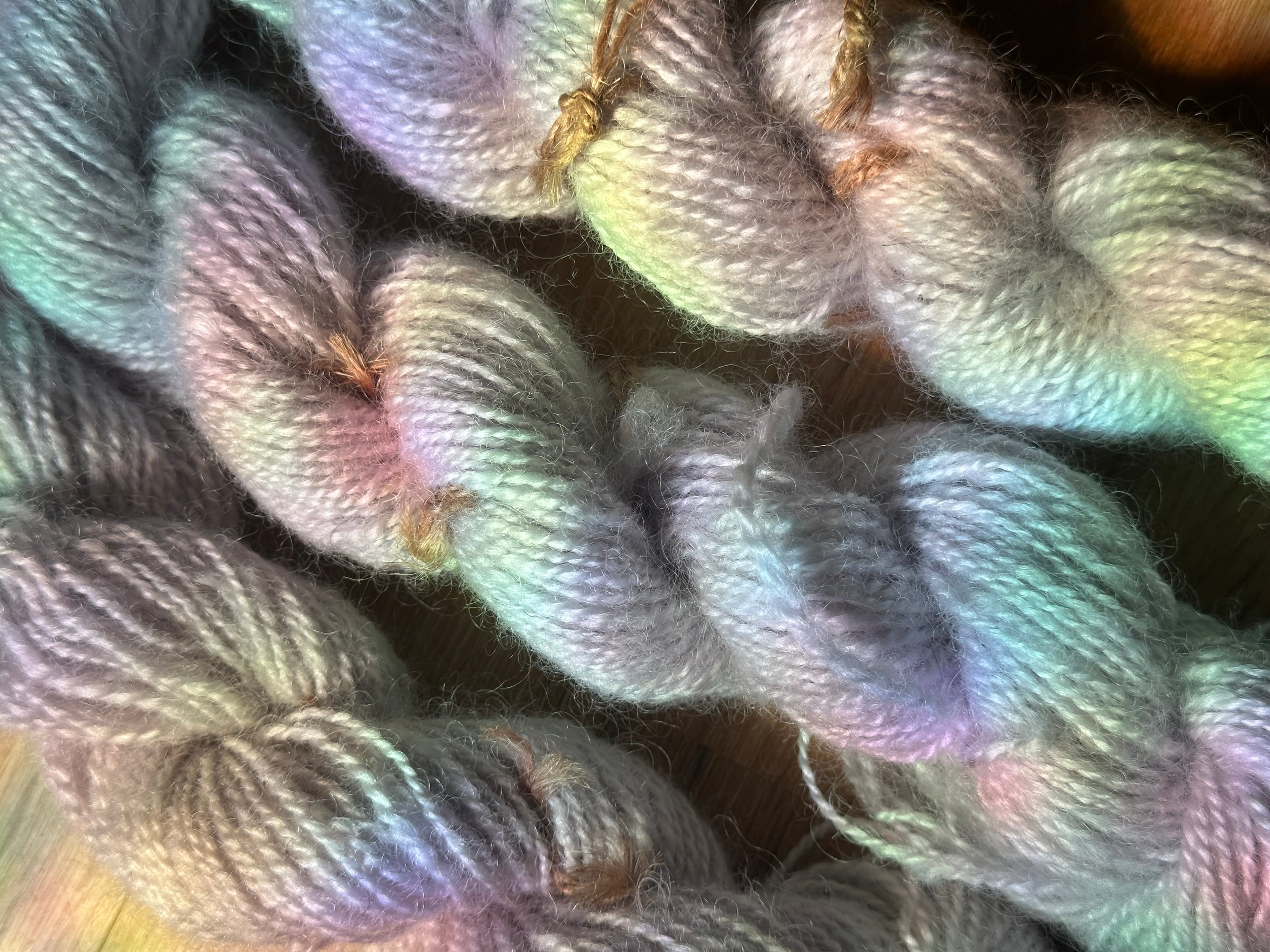 Parma violets light - full batch 211g handspun silver / lilac yarn