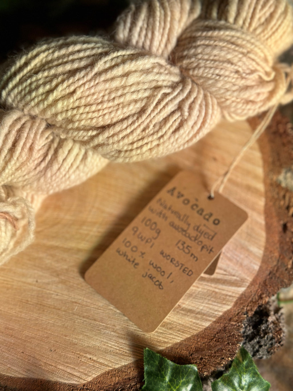 Avocado pit yarn - hand dyed hand spun worsted yarn 100g 135m
