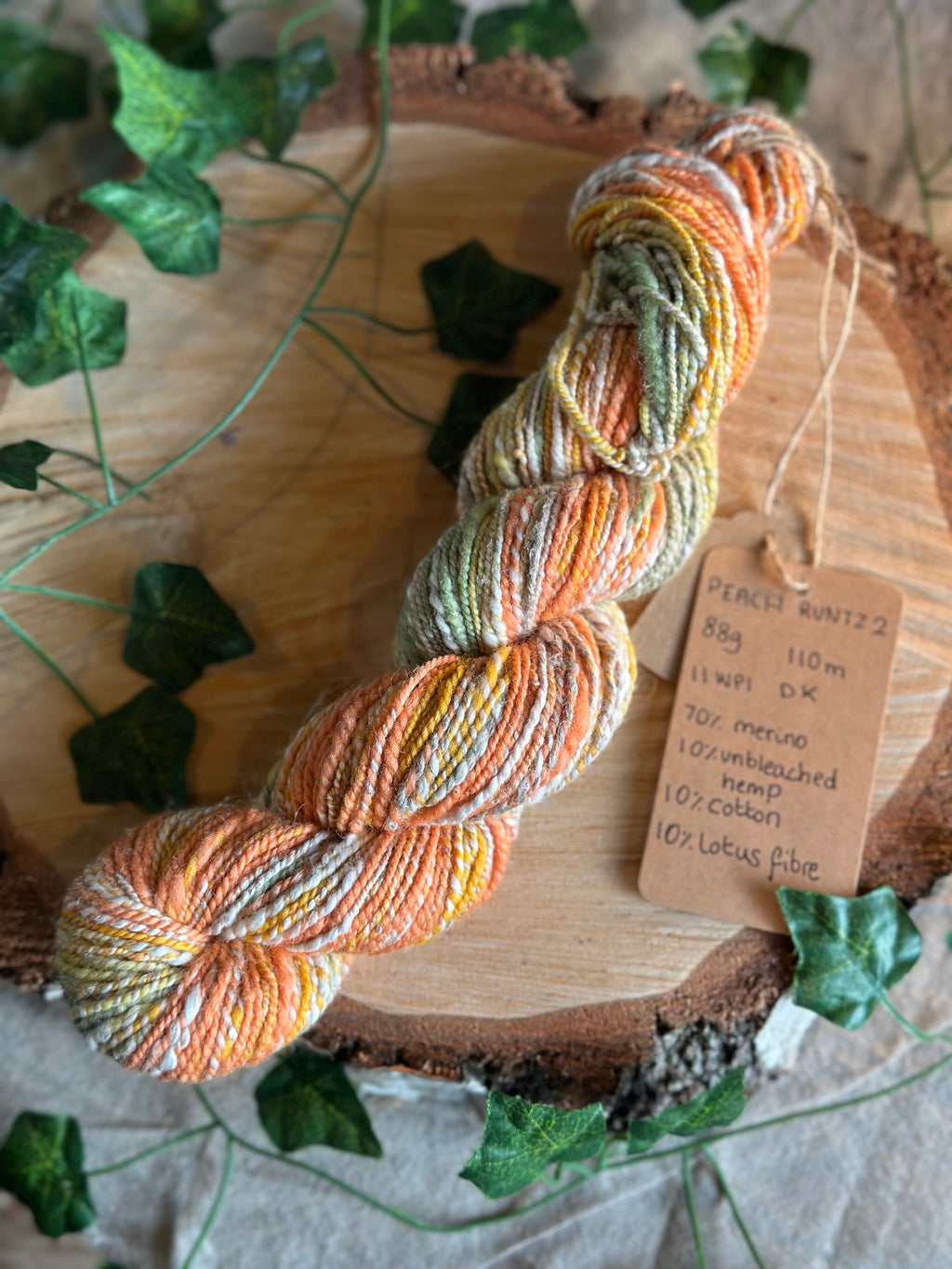 Peach runtz 2- Hand-spun DK yarn