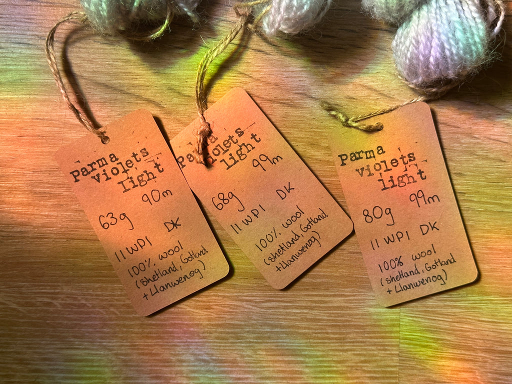 Parma violets light - full batch 211g handspun silver / lilac yarn