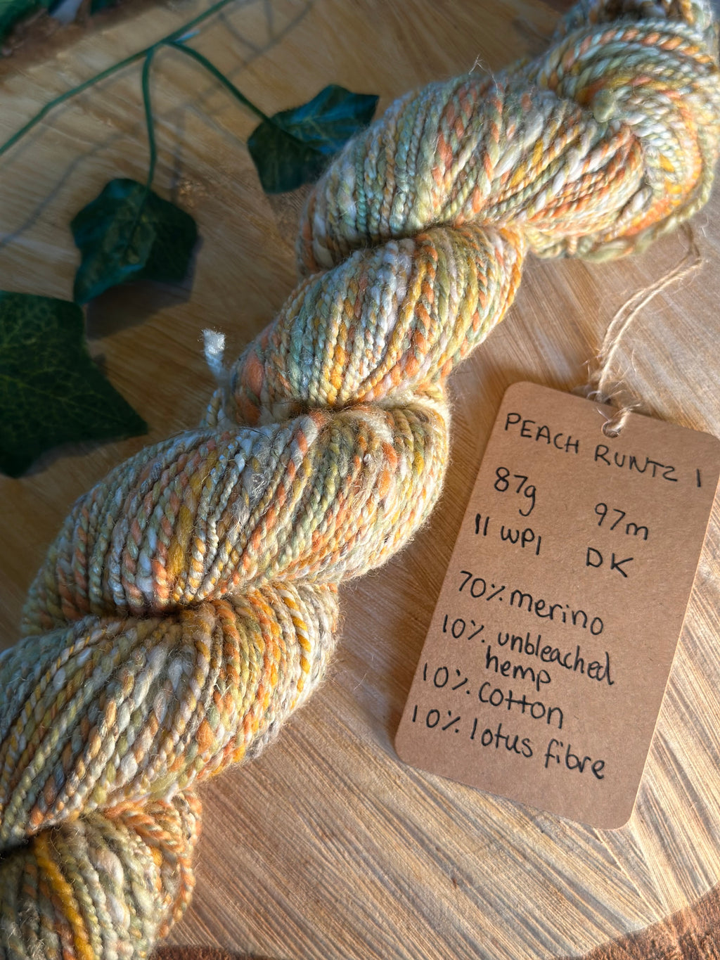 Peach Runtz 1 - DK yarn merino wool and hemp custom blend