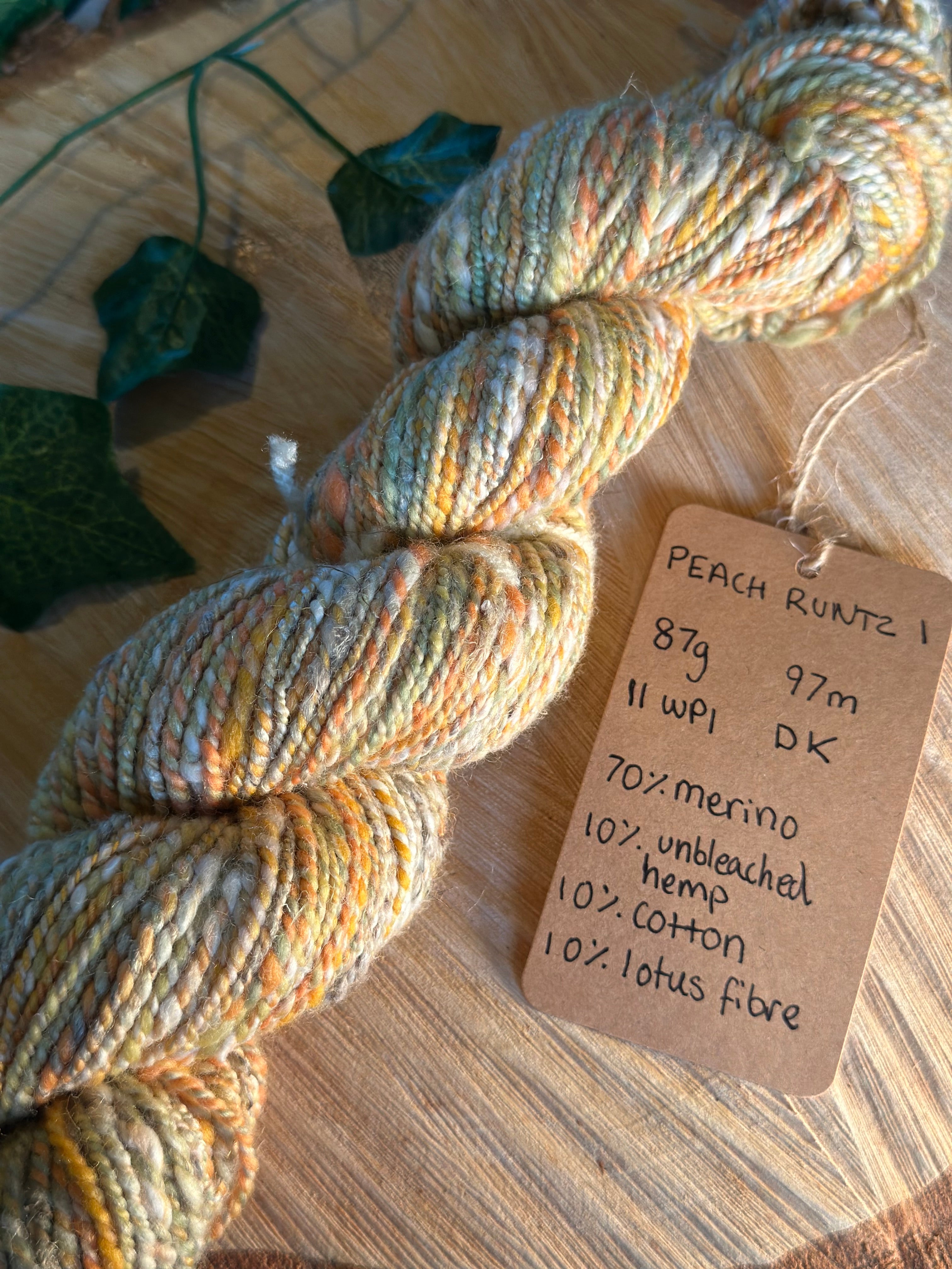 Peach Runtz 1 - DK yarn merino wool and hemp custom blend