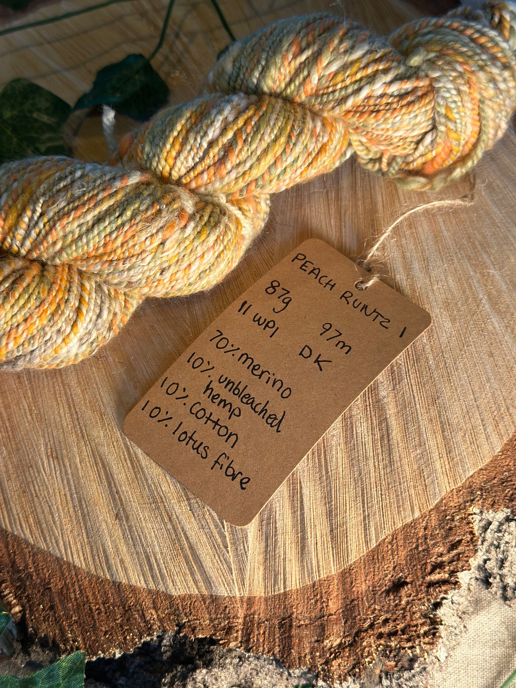 Peach Runtz 1 - DK yarn merino wool and hemp custom blend