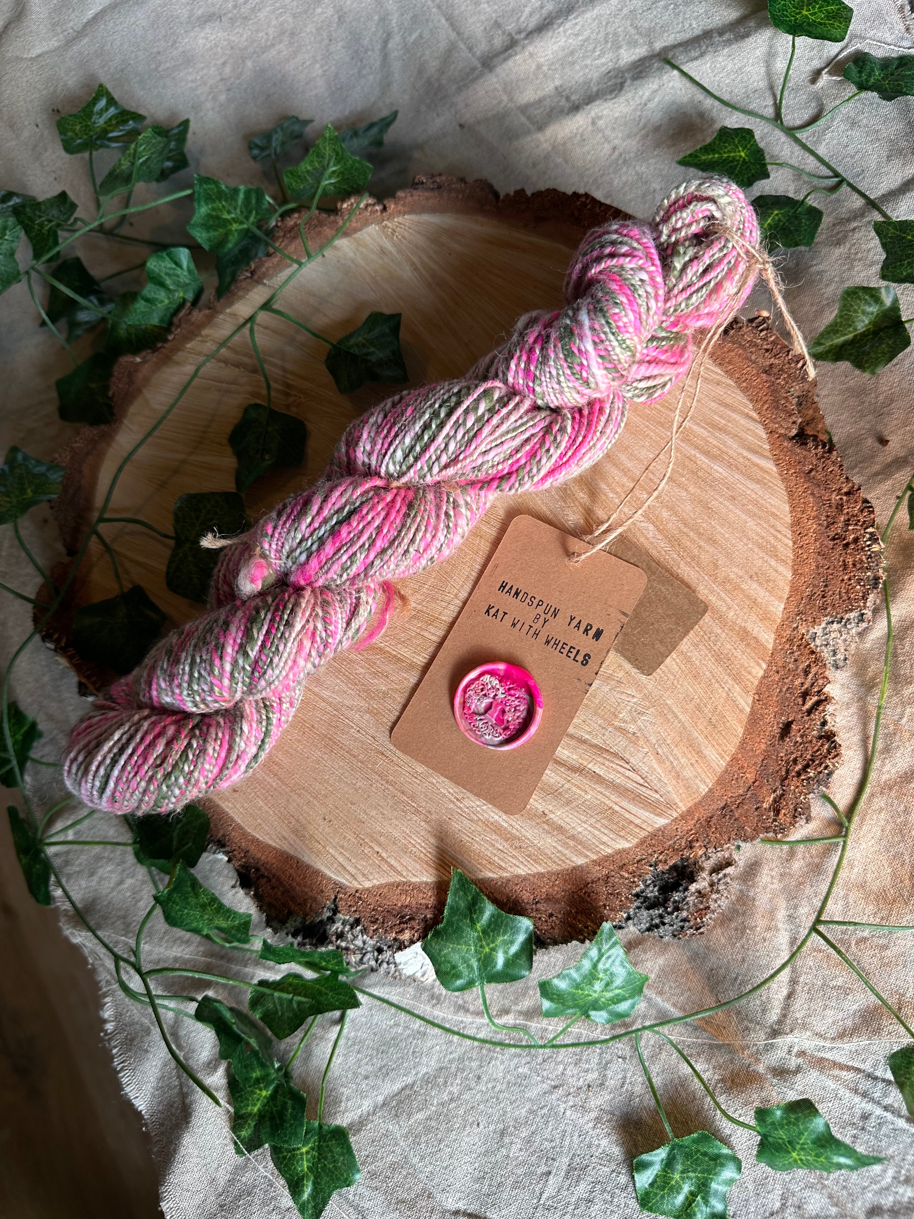 Strawberry Tart 1 - Hand-spun sport yarn