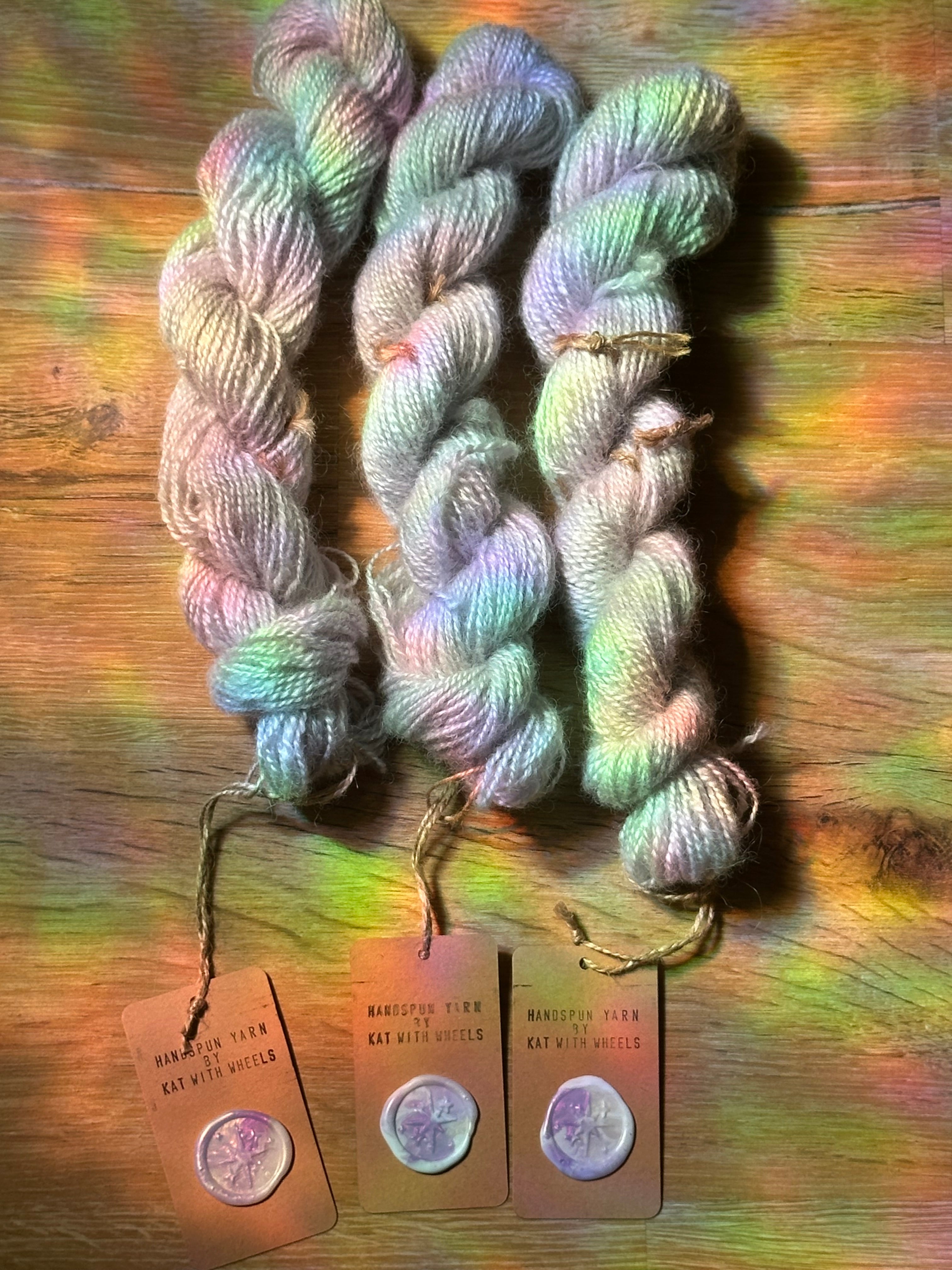 Parma violets light - full batch 211g handspun silver / lilac yarn