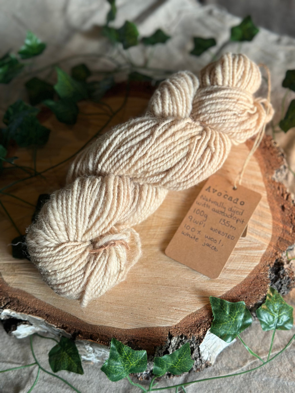 Avocado pit yarn - hand dyed hand spun worsted yarn 100g 135m