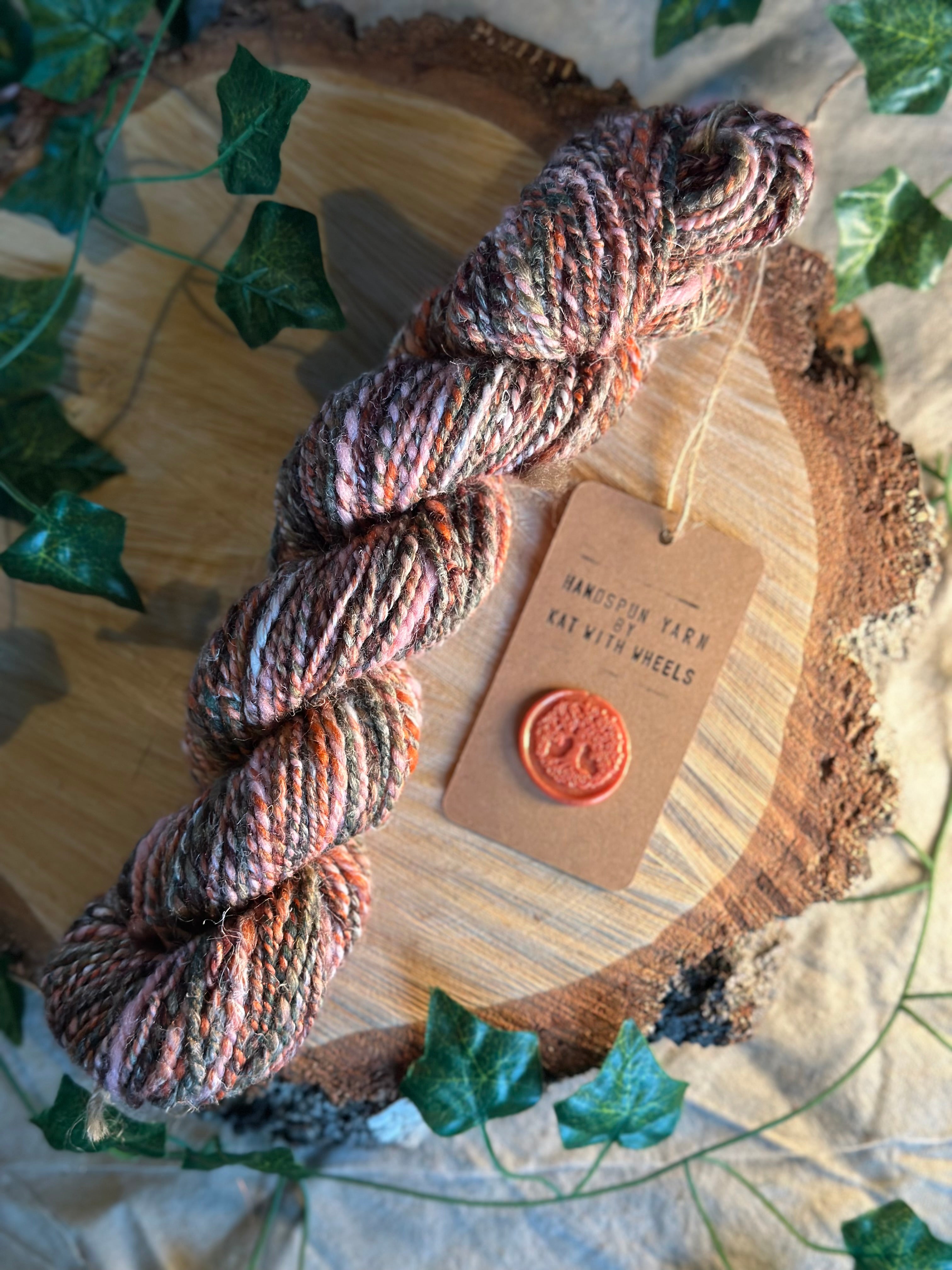 Sunset Sherbet 2 - hand blended hemp inspired Shetland wool yarn