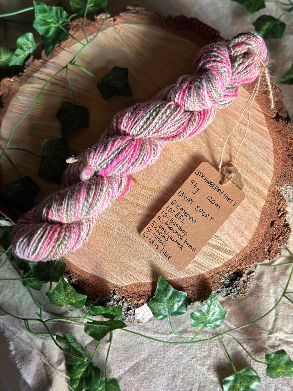 Strawberry Tart 1 - Hand-spun sport yarn