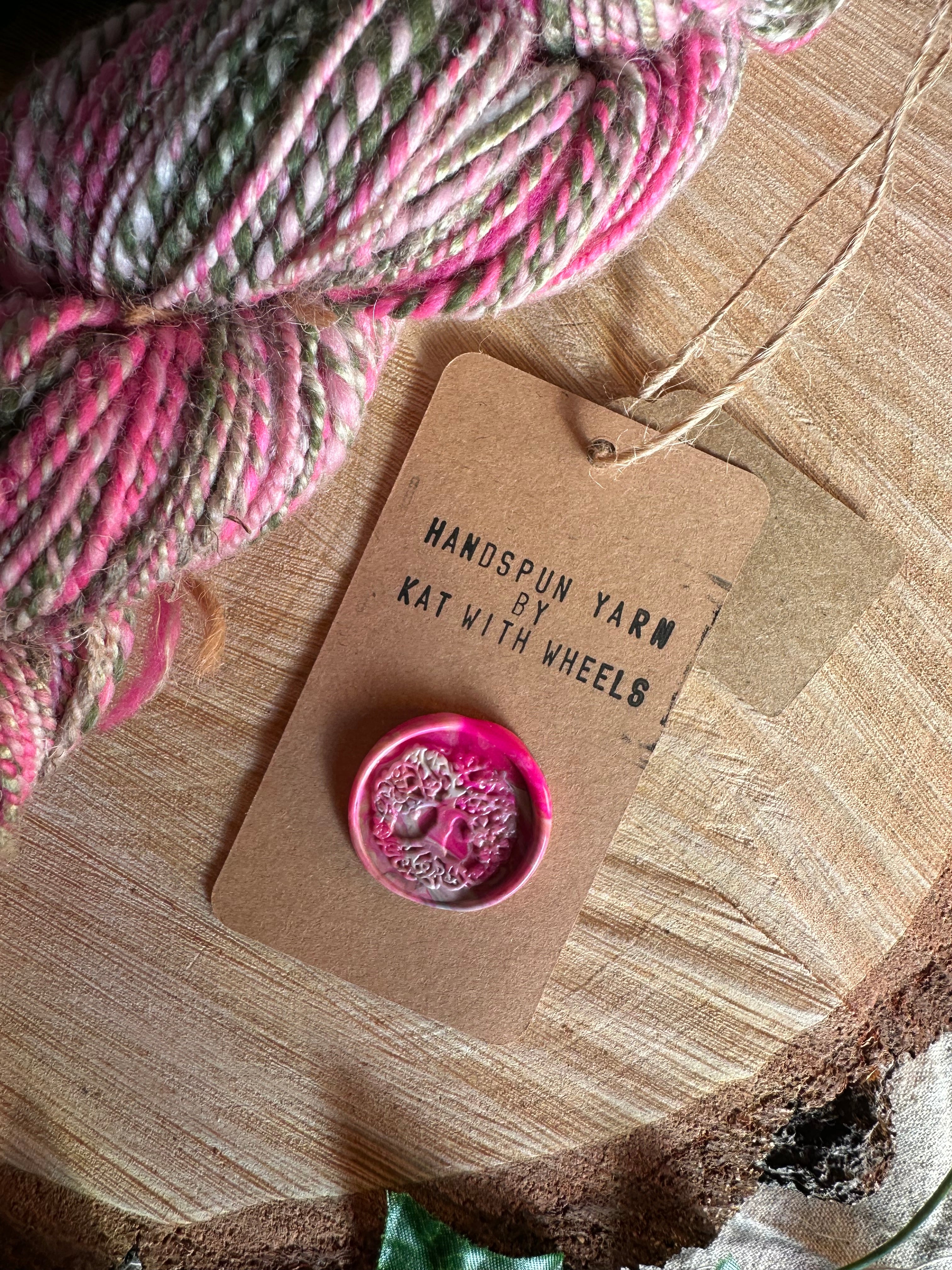 Strawberry Tart 1 - Hand-spun sport yarn