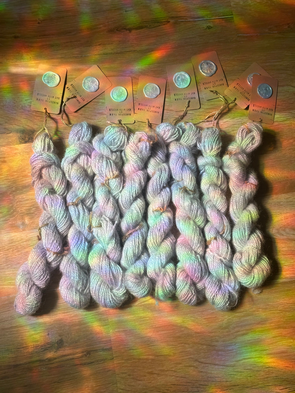 ‘Sweater quantity’ / full batch 473g handspun silver / lilac yarn in colourway: Parma violets