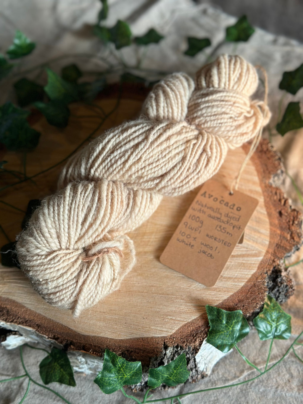 Avocado pit yarn - hand dyed hand spun worsted yarn 100g 135m