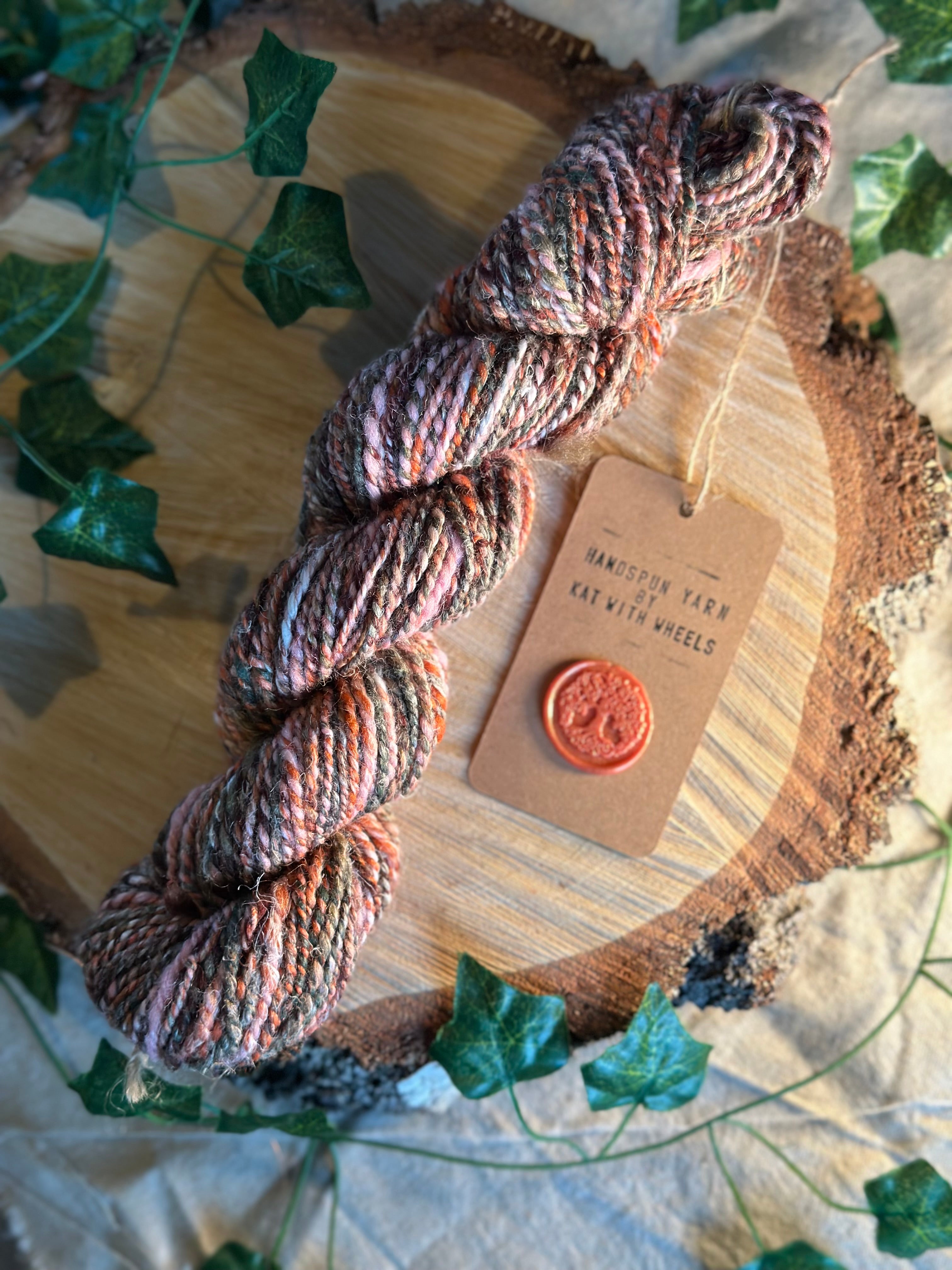 Sunset Sherbet 2 - hand blended hemp inspired Shetland wool yarn