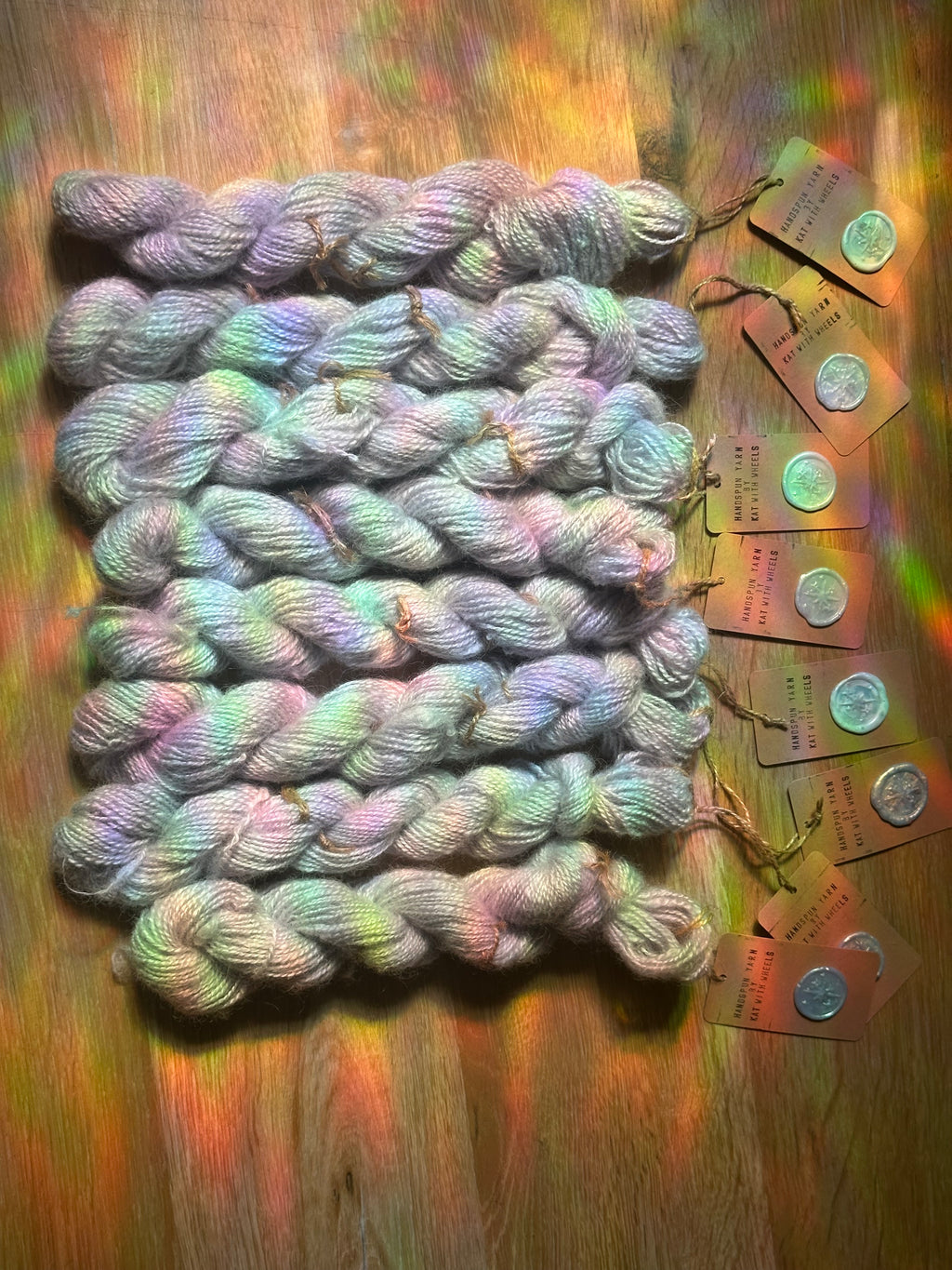 ‘Sweater quantity’ / full batch 473g handspun silver / lilac yarn in colourway: Parma violets