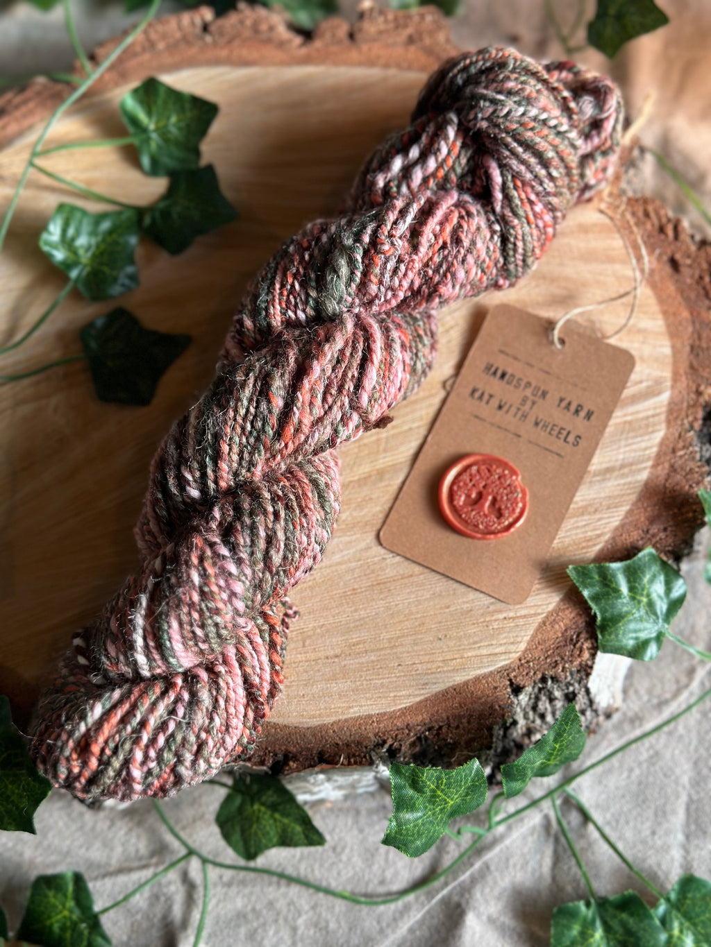 Sunset Sherbet 1 - worsted Shetland cannabis inspired yarn pink and green