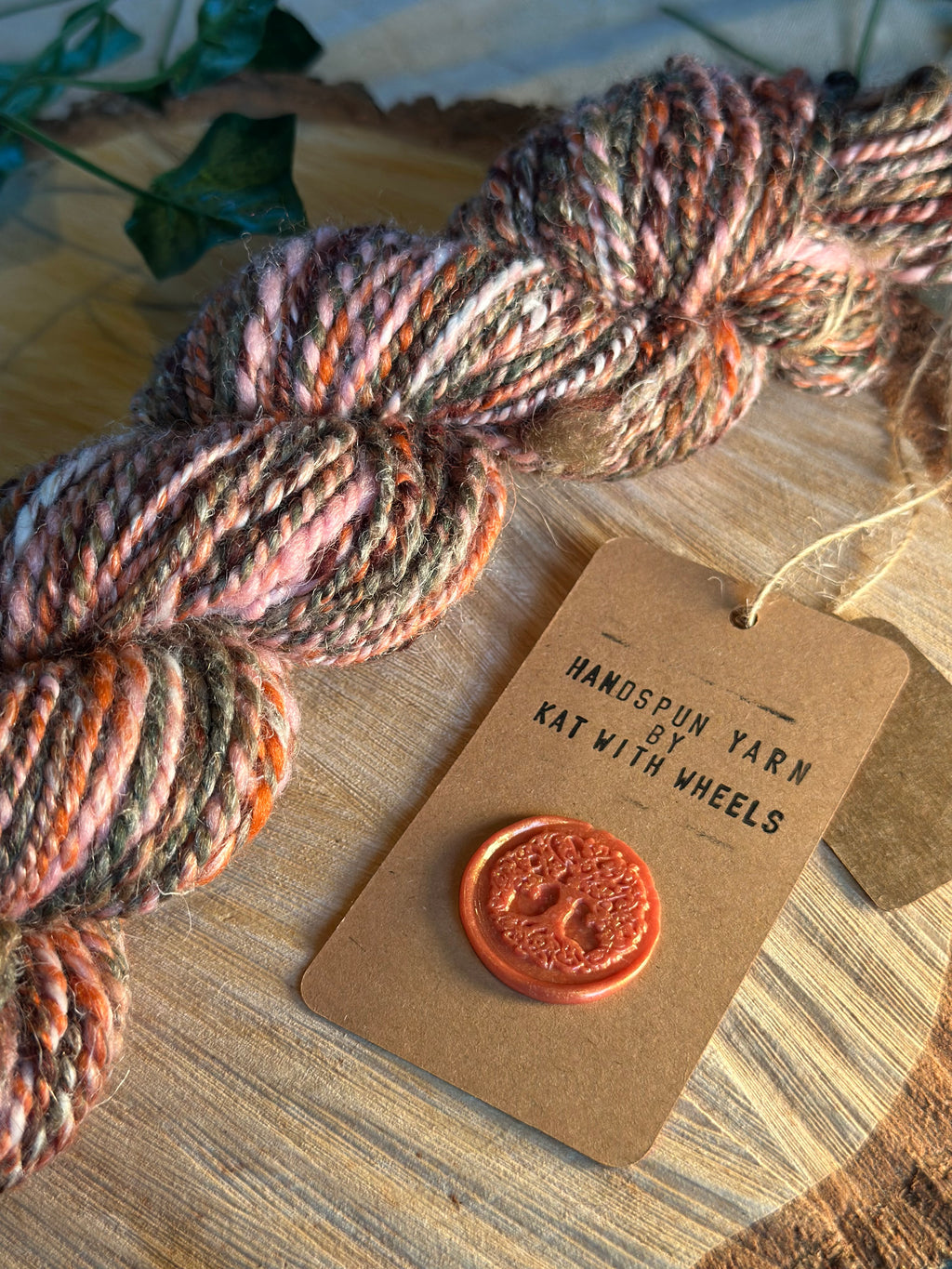 Sunset Sherbet 2 - hand blended hemp inspired Shetland wool yarn