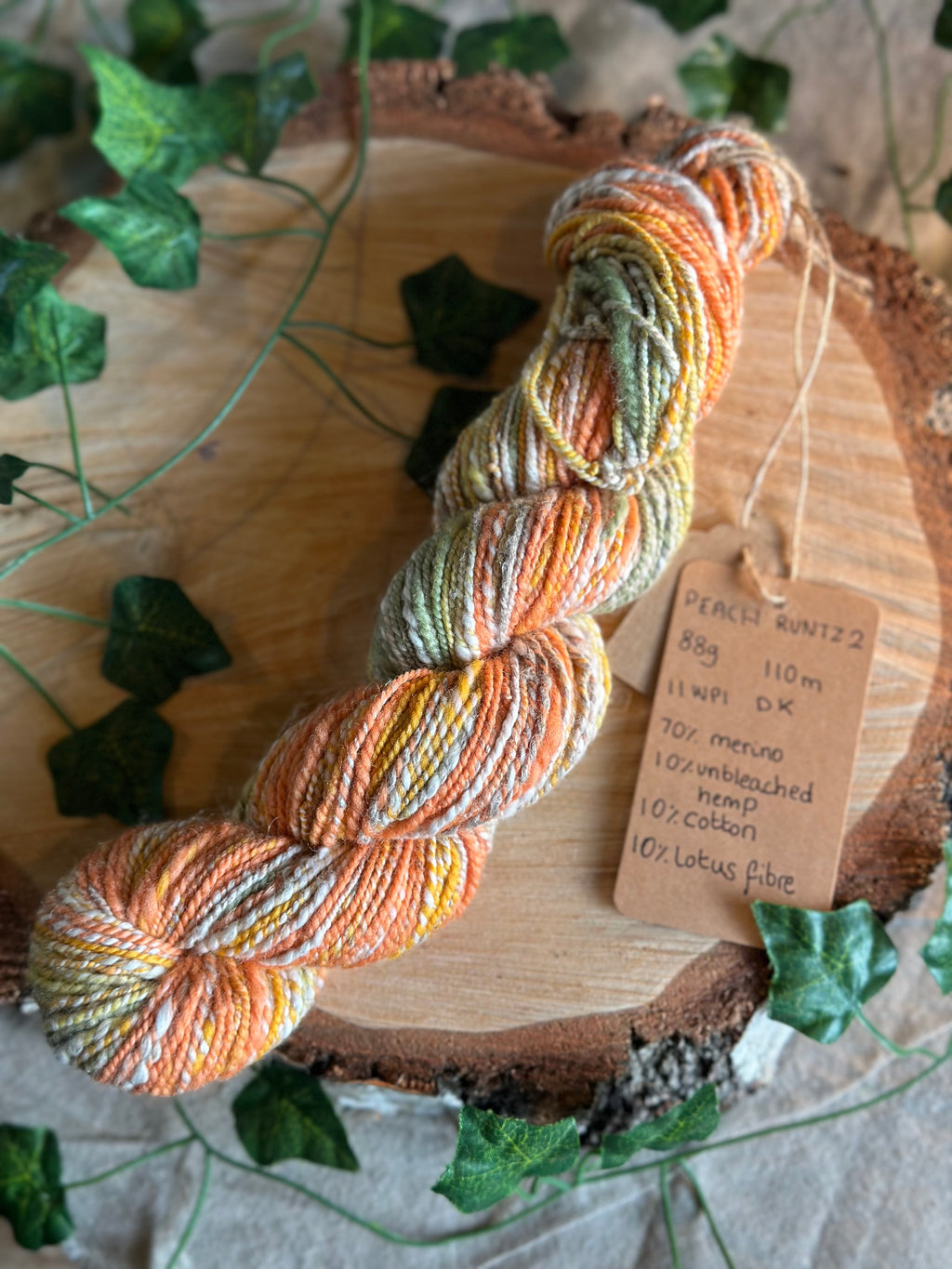 Peach runtz 2- Hand-spun DK yarn