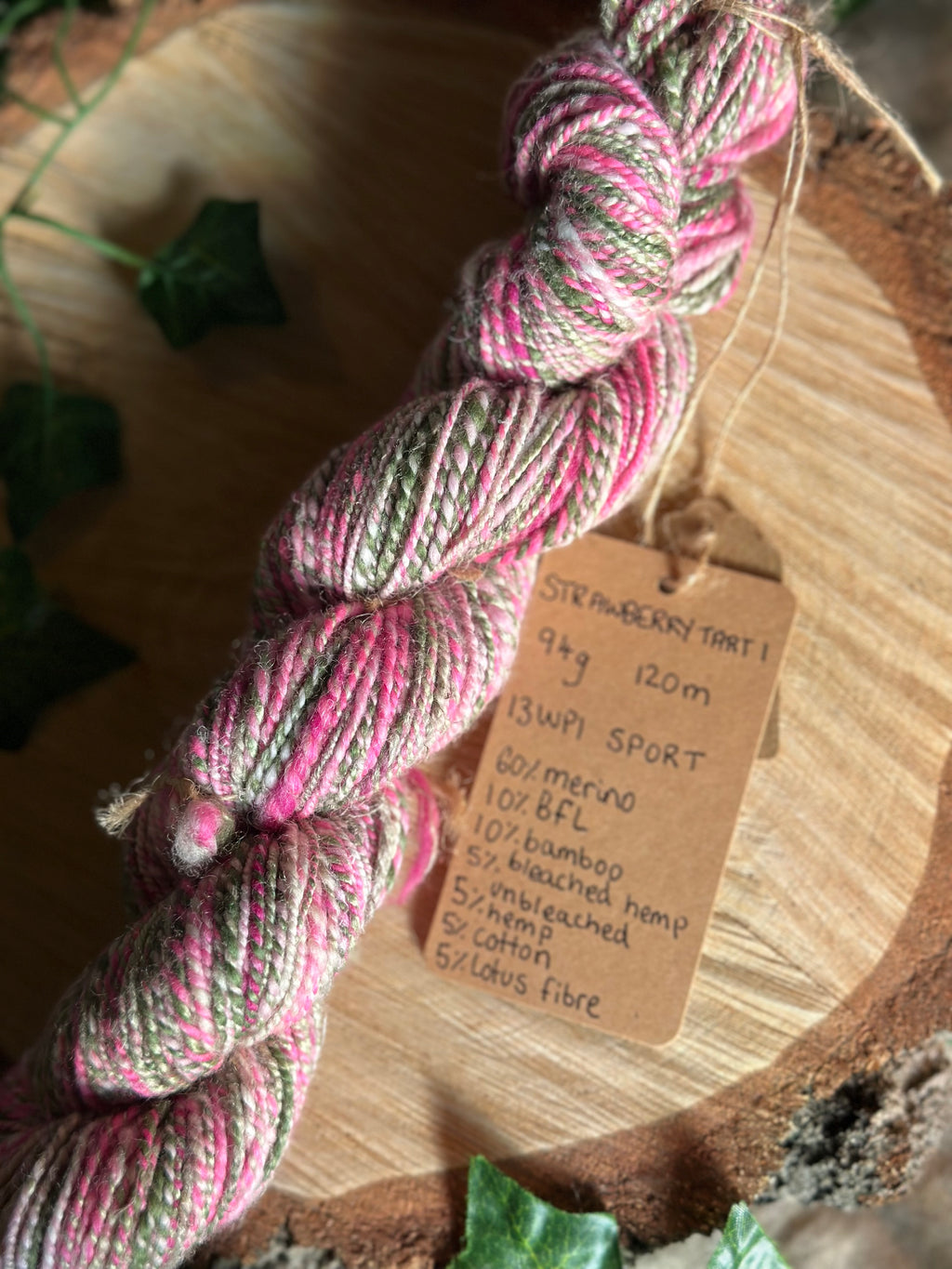 Strawberry Tart 1 - Hand-spun sport yarn