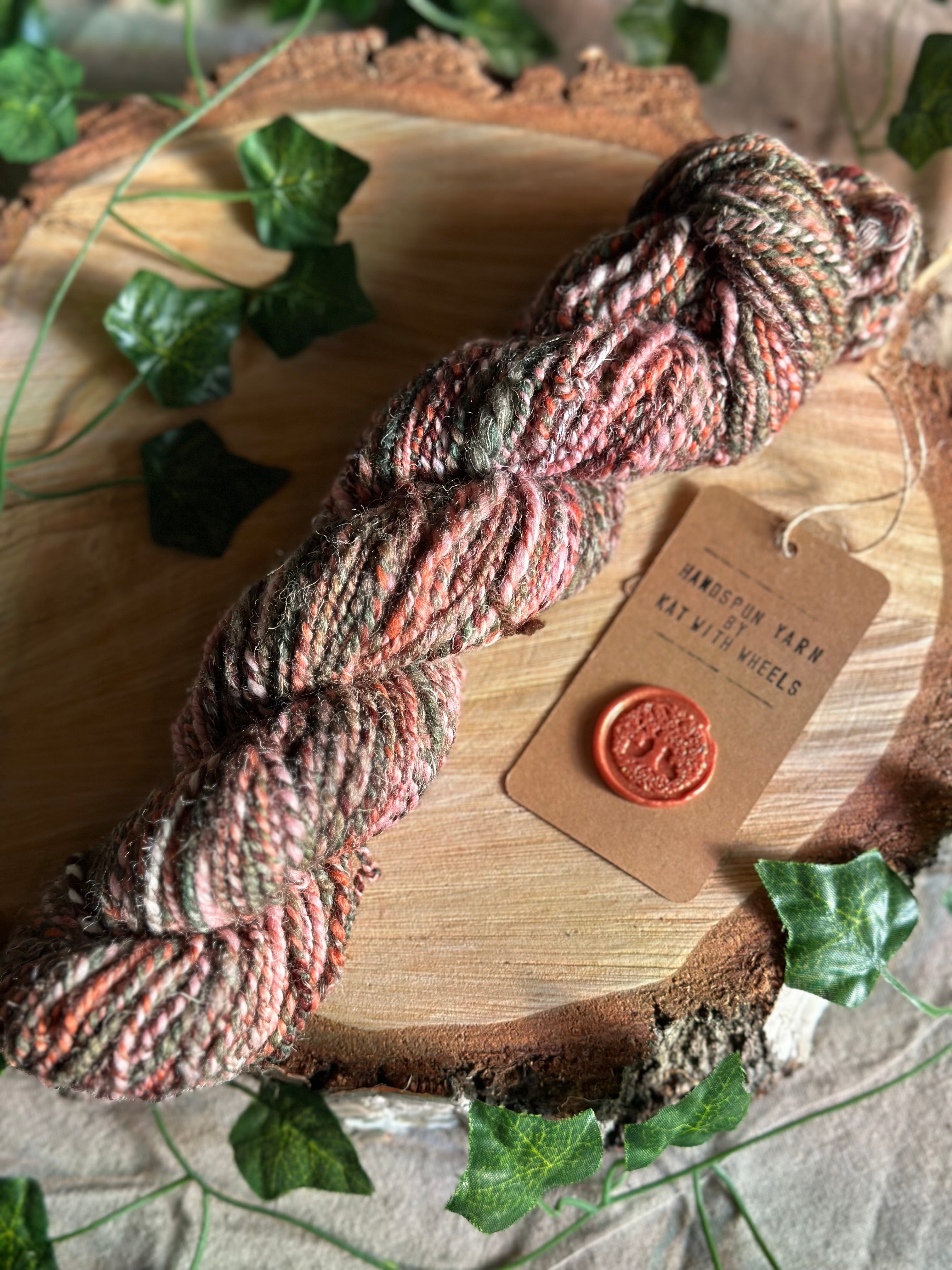 Sunset Sherbet 1 - worsted Shetland cannabis inspired yarn pink and green