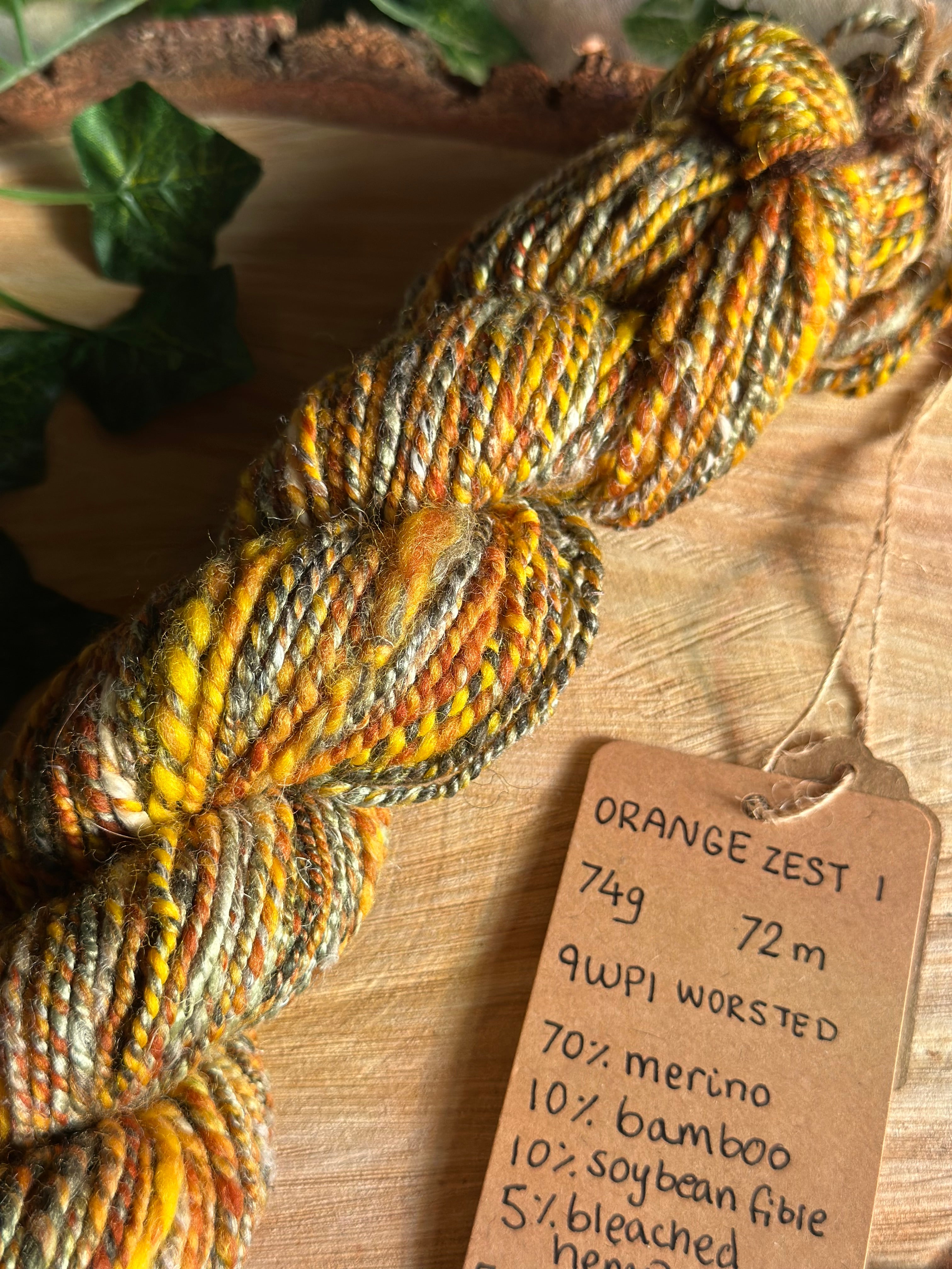 Orange zest 1 - Hand-spun worsted yarn