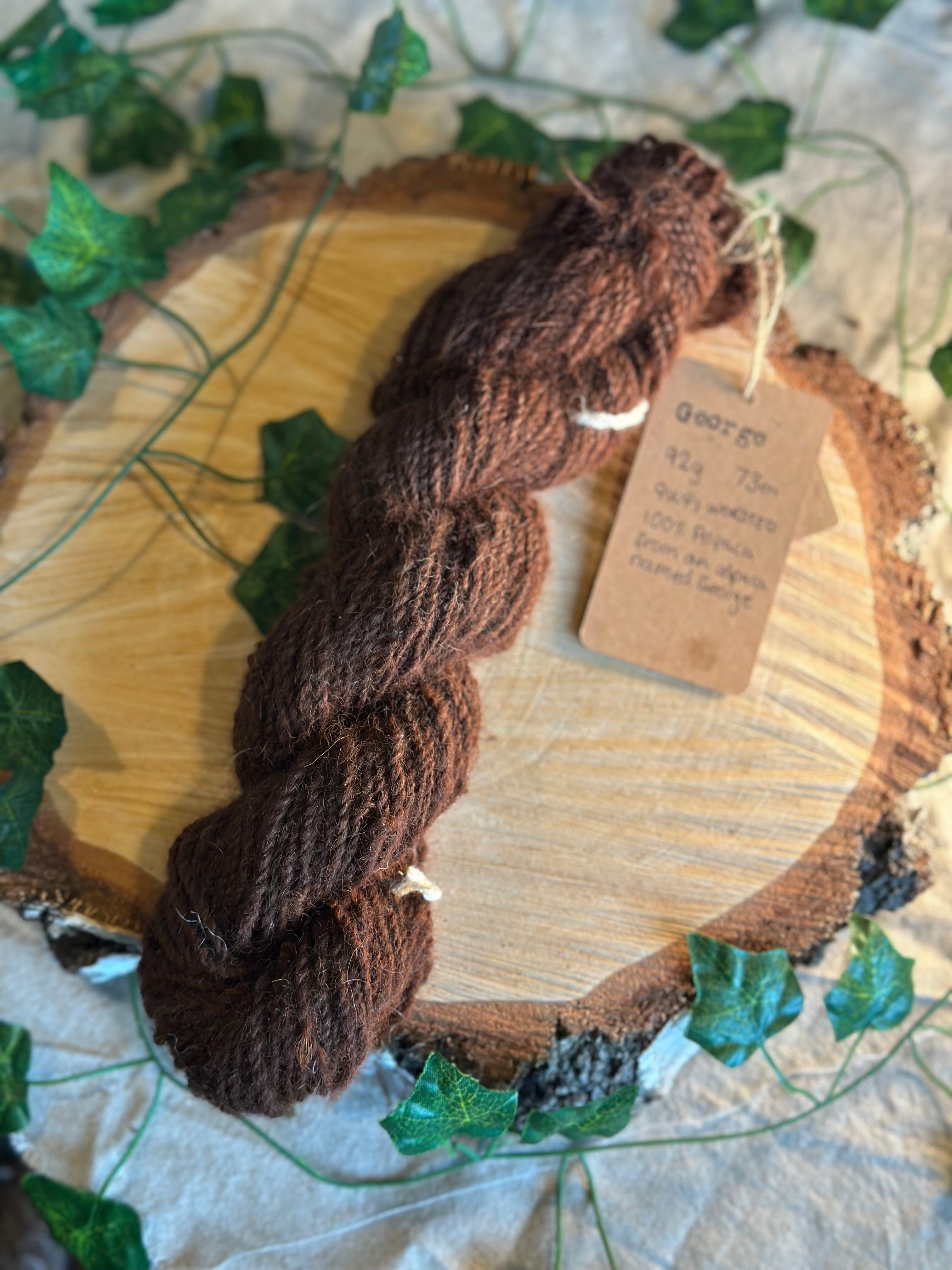 ‘George’ alpaca yarn 92g 73m handmade