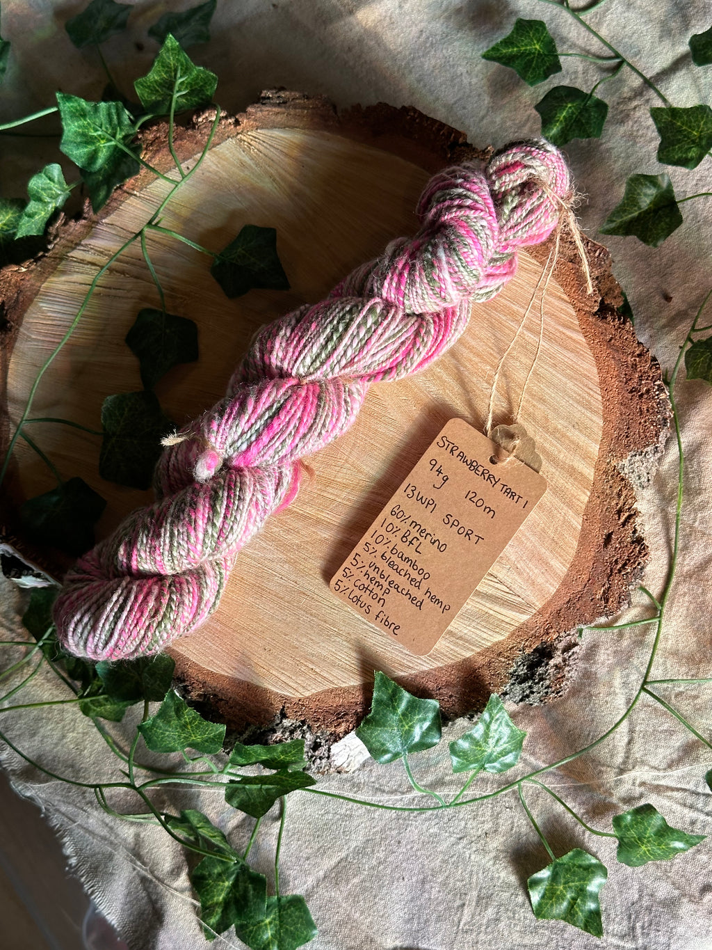 Strawberry Tart 1 - Hand-spun sport yarn
