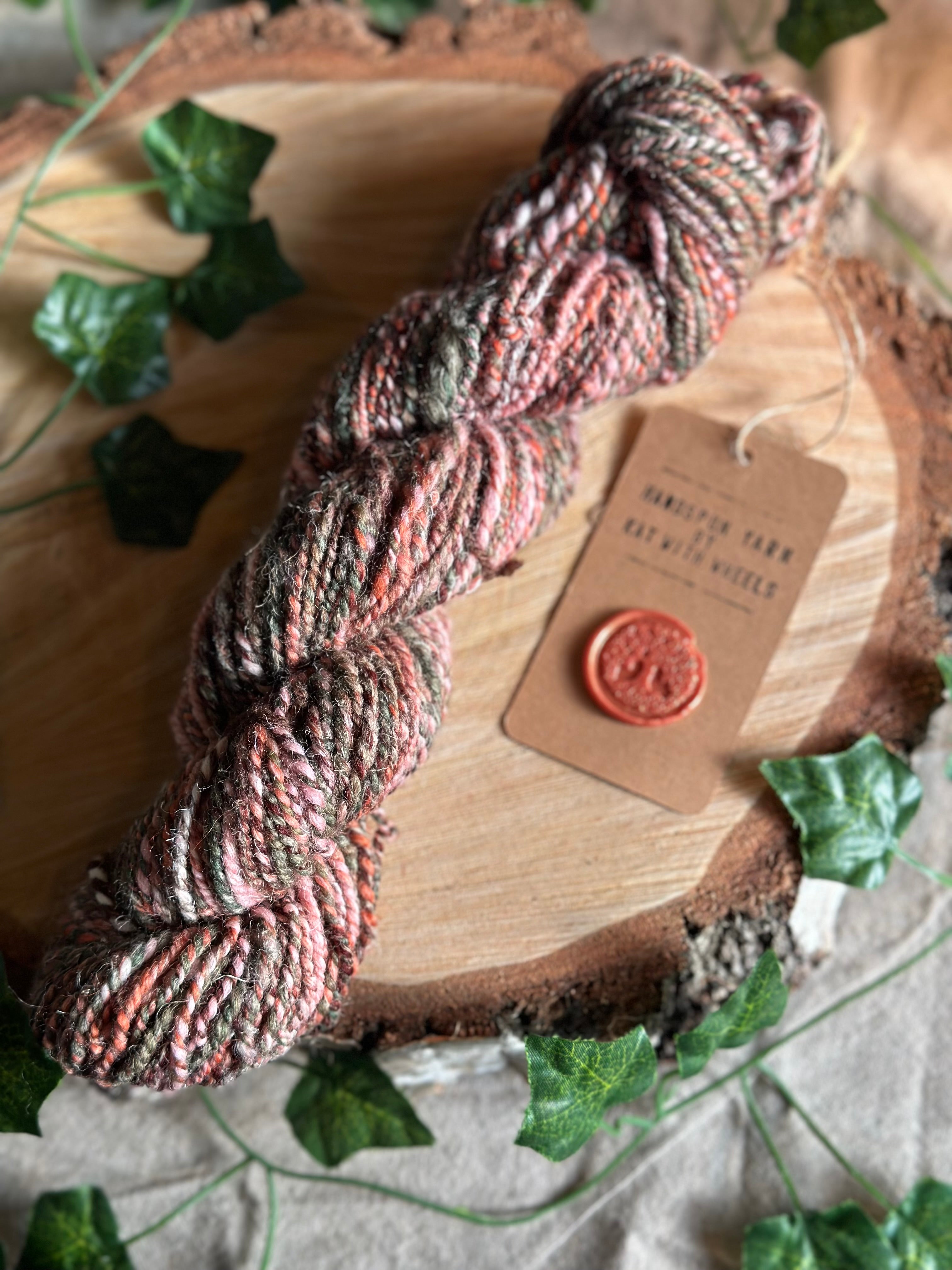 Sunset Sherbet 1 - worsted Shetland cannabis inspired yarn pink and green