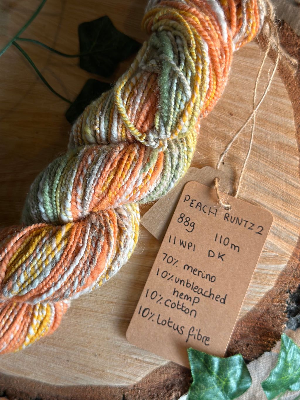 Peach runtz 2- Hand-spun DK yarn