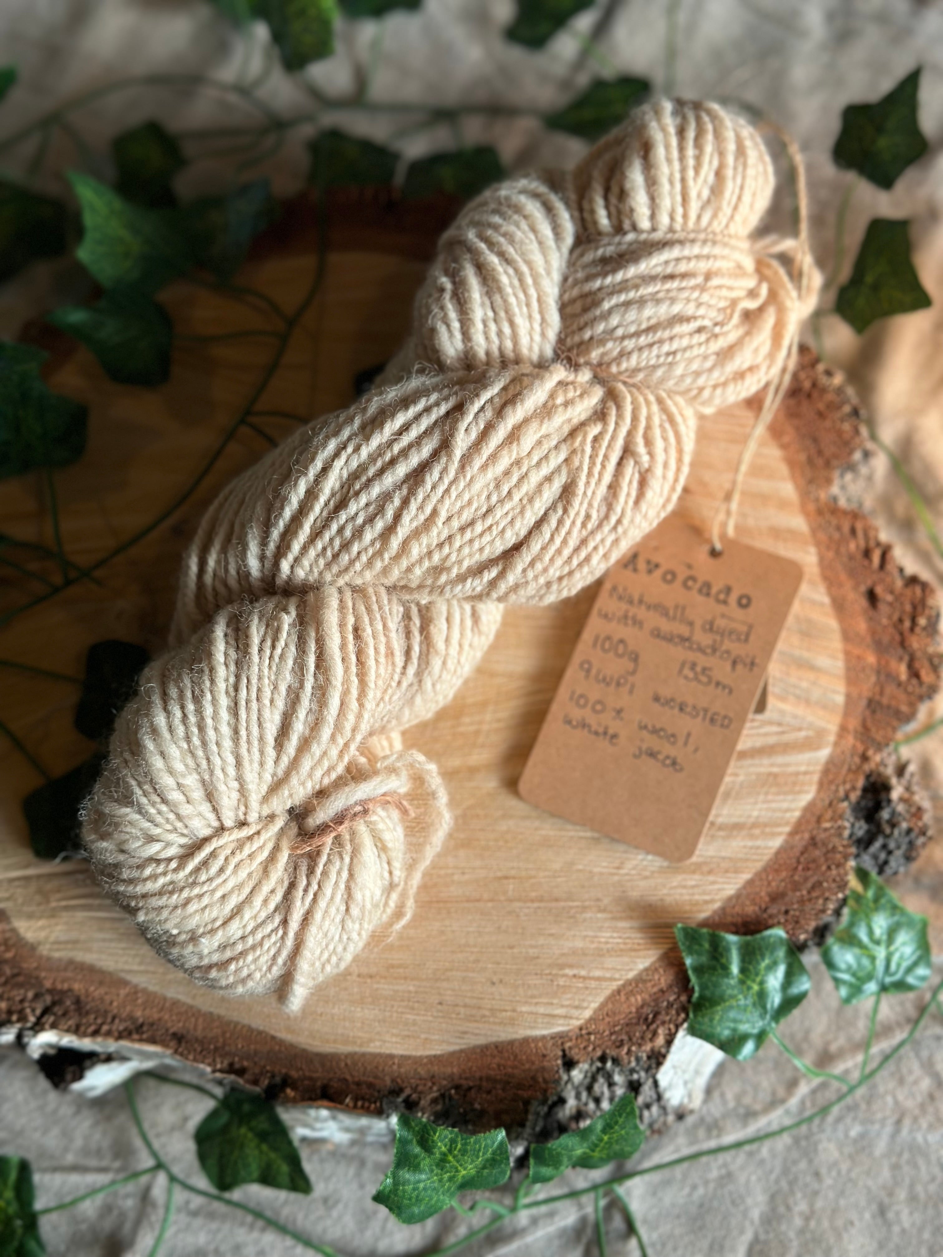 Avocado pit yarn - hand dyed hand spun worsted yarn 100g 135m
