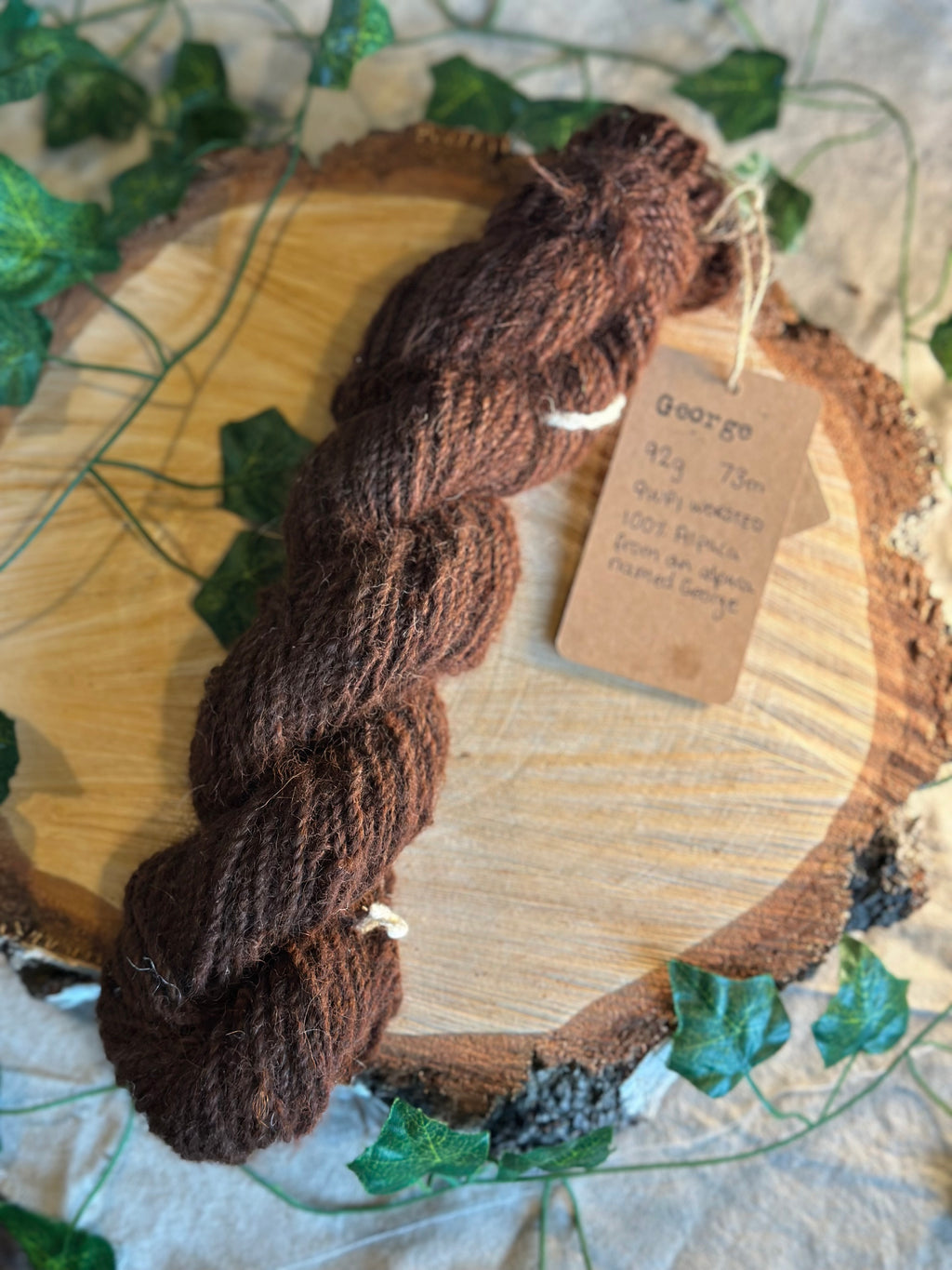 ‘George’ alpaca yarn 92g 73m handmade