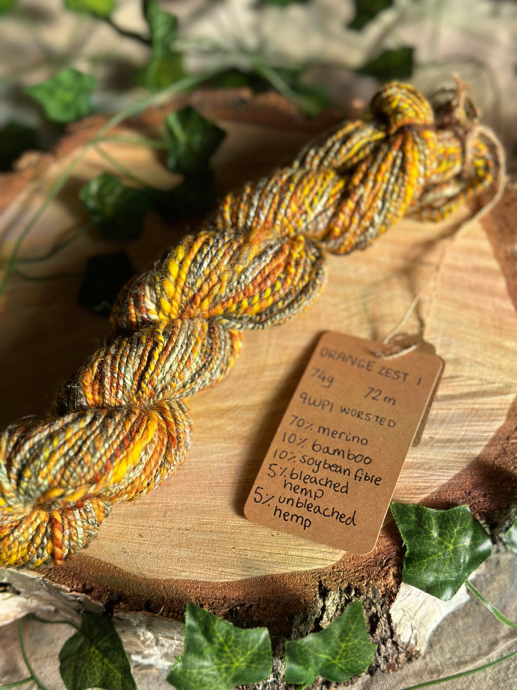 Orange zest 1 - Hand-spun worsted yarn
