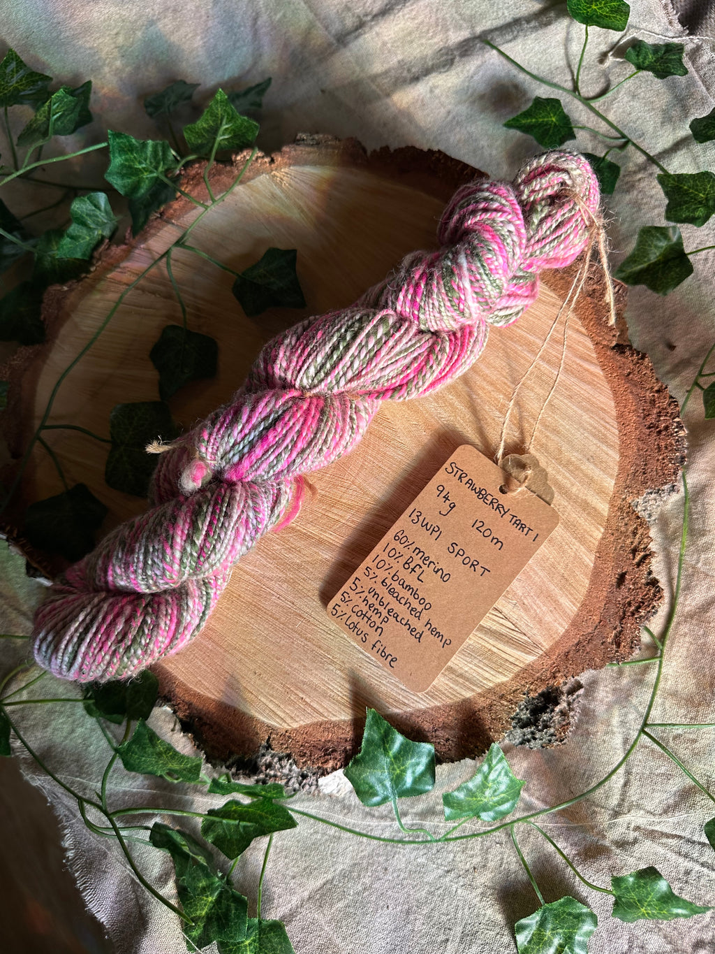Strawberry Tart 1 - Hand-spun sport yarn