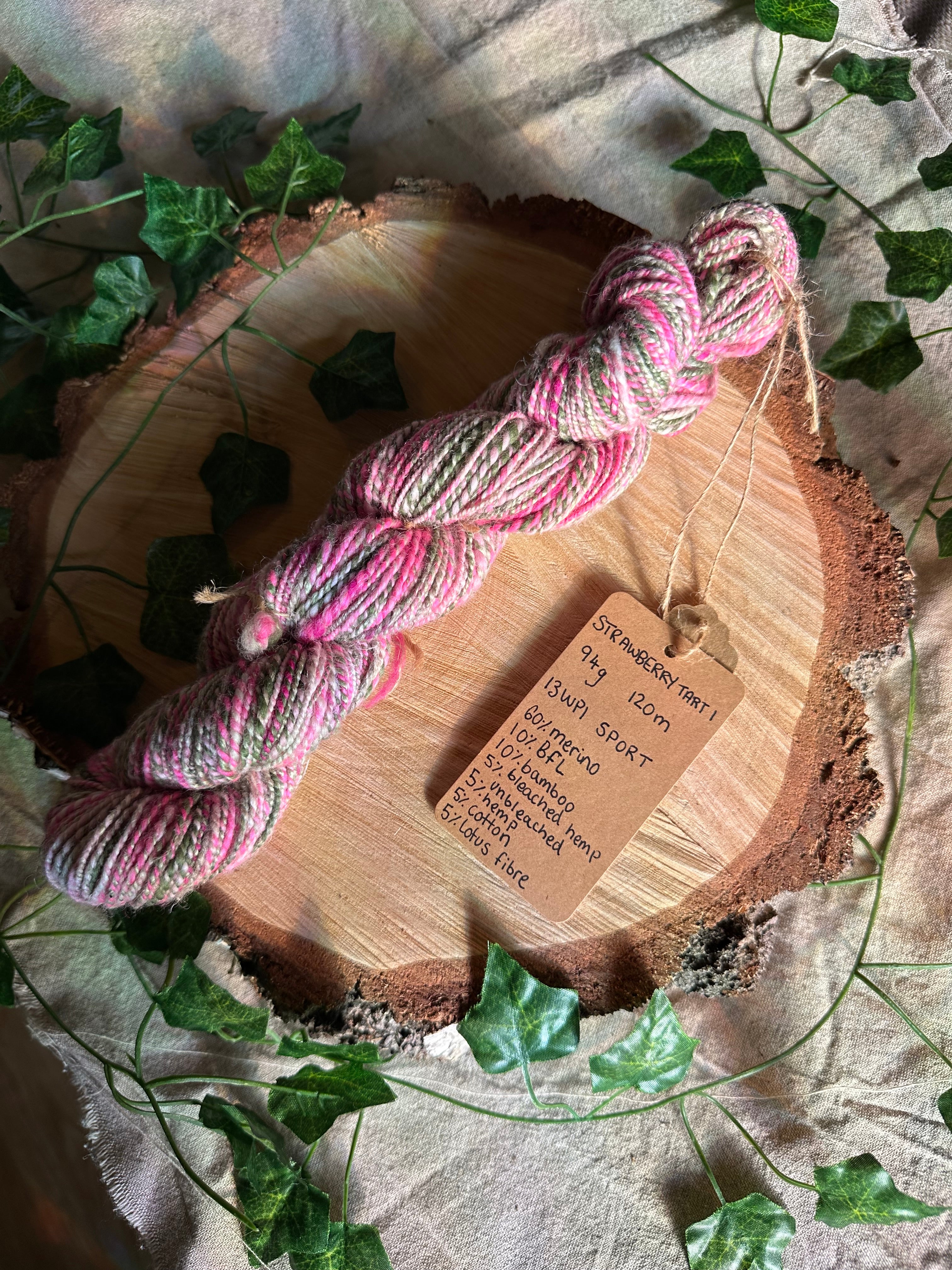 Strawberry Tart 1 - Hand-spun sport yarn