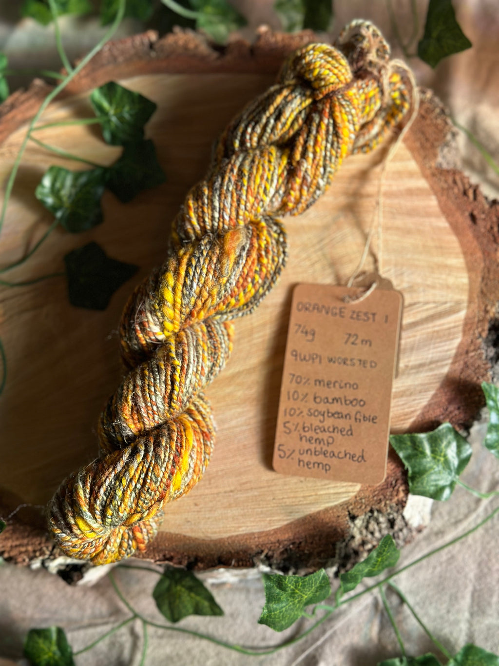 Orange zest 1 - Hand-spun worsted yarn
