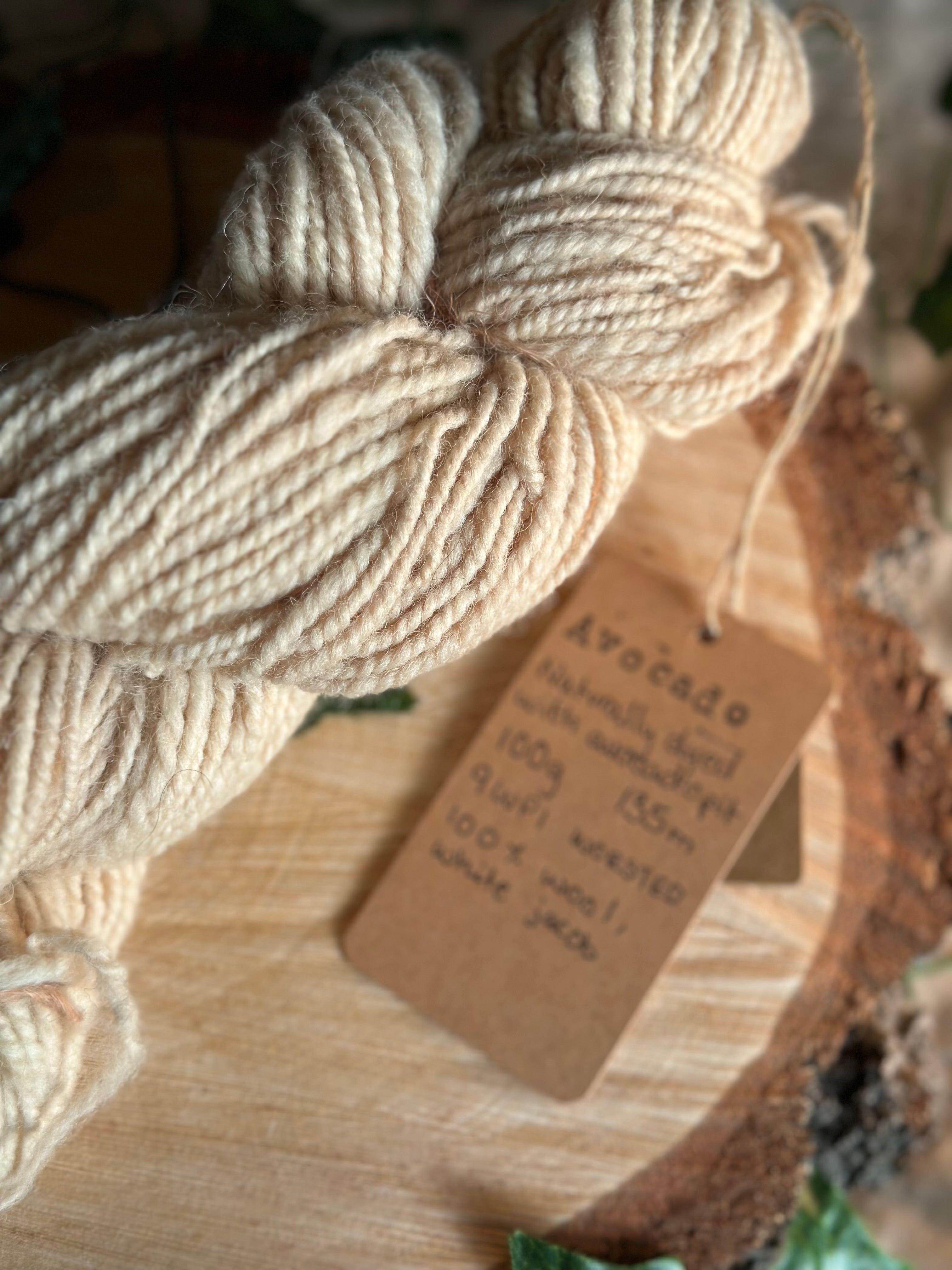 Avocado pit yarn - hand dyed hand spun worsted yarn 100g 135m