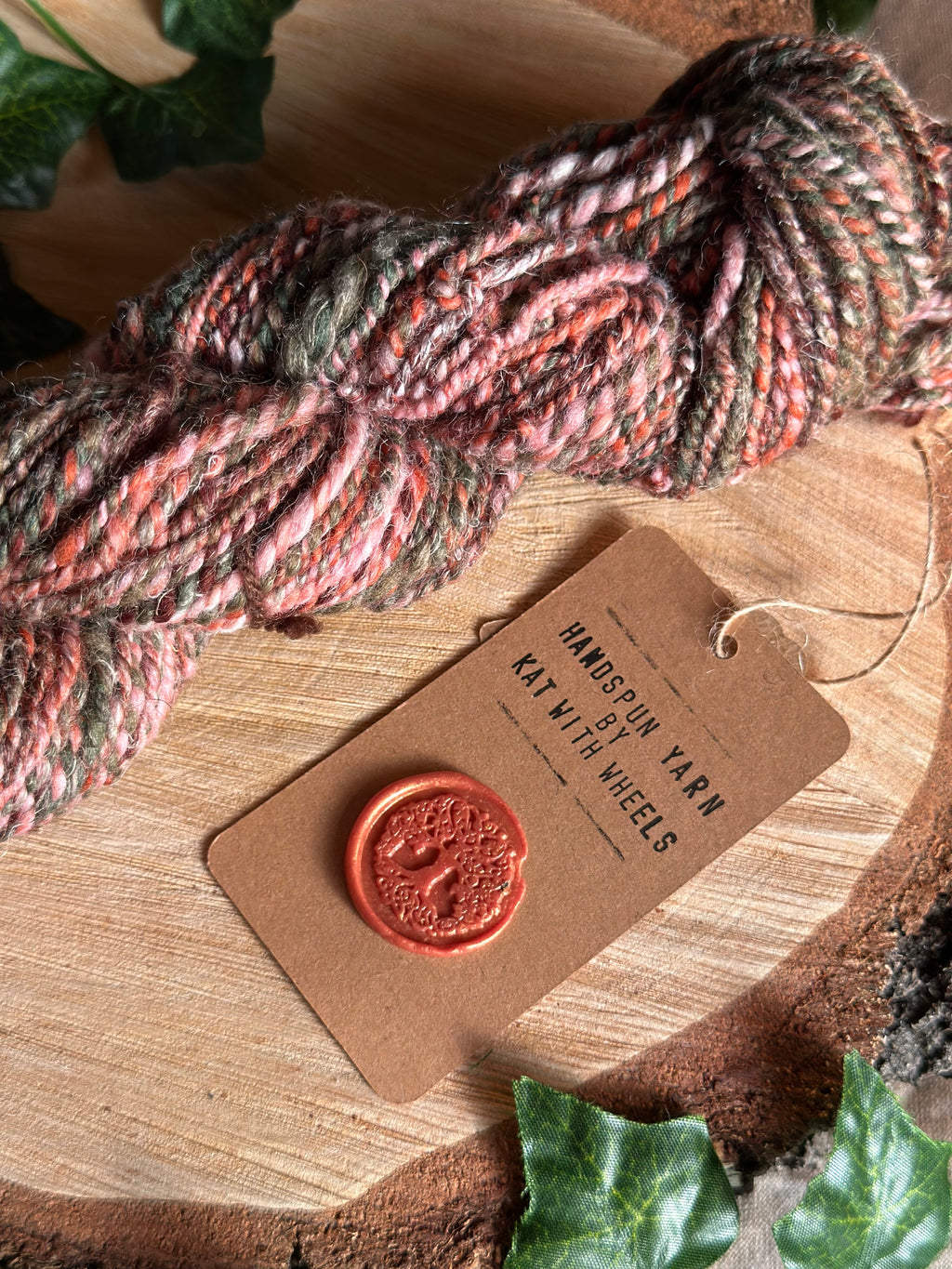 Sunset Sherbet 1 - worsted Shetland cannabis inspired yarn pink and green