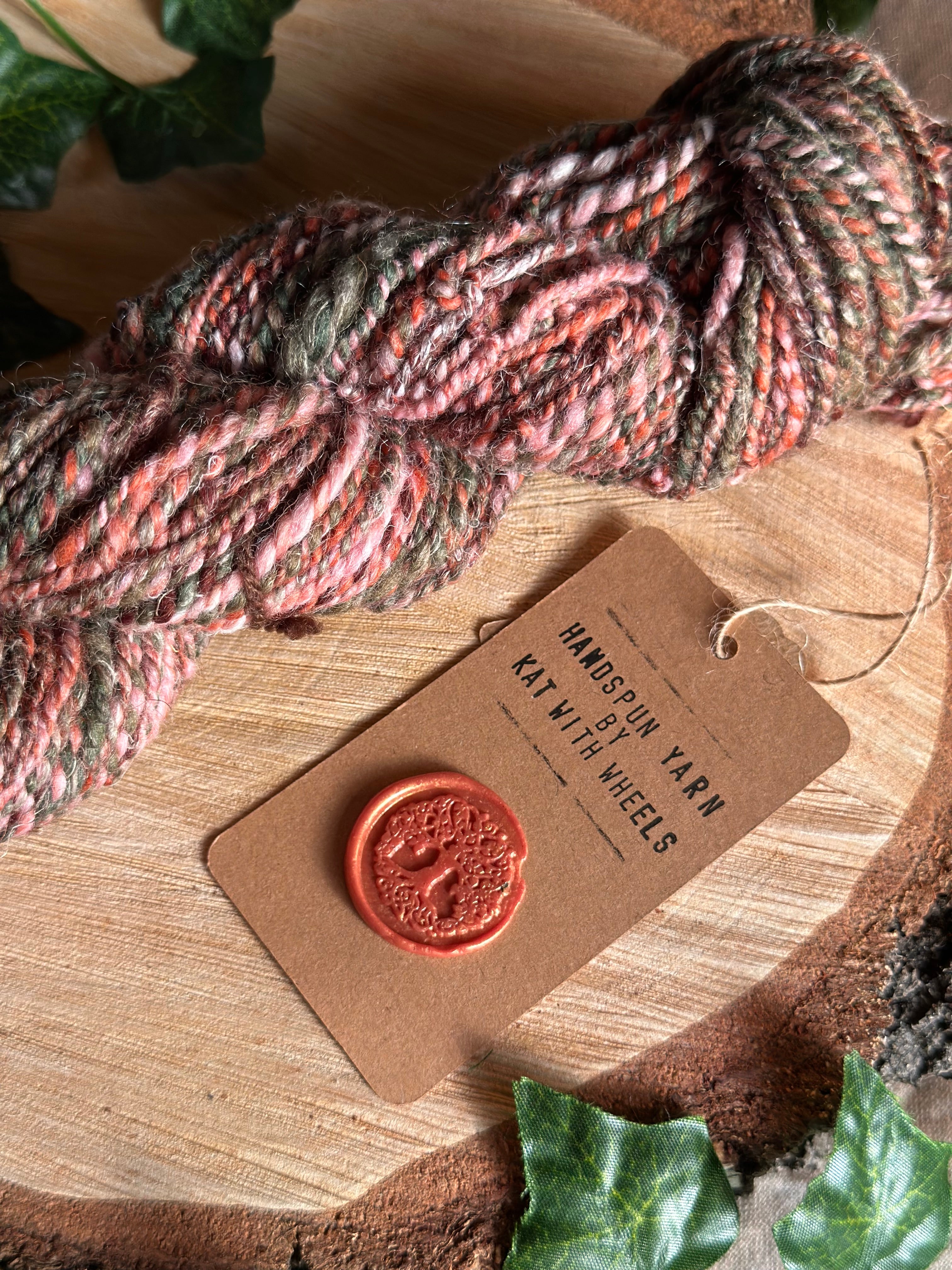 Sunset Sherbet 1 - worsted Shetland cannabis inspired yarn pink and green