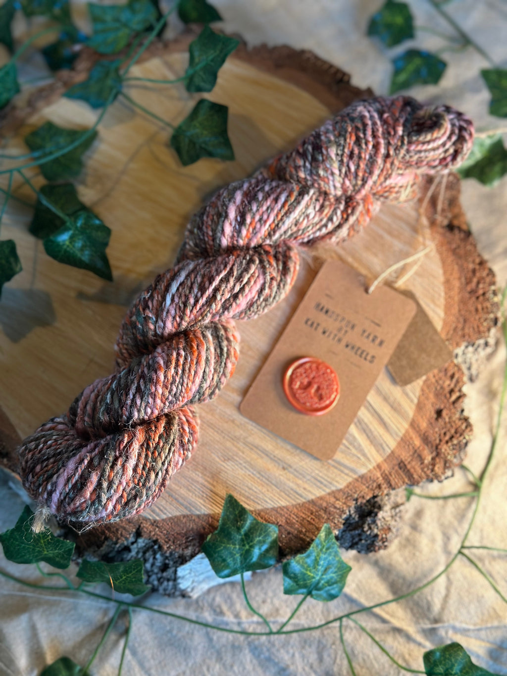 Sunset Sherbet 2 - hand blended hemp inspired Shetland wool yarn