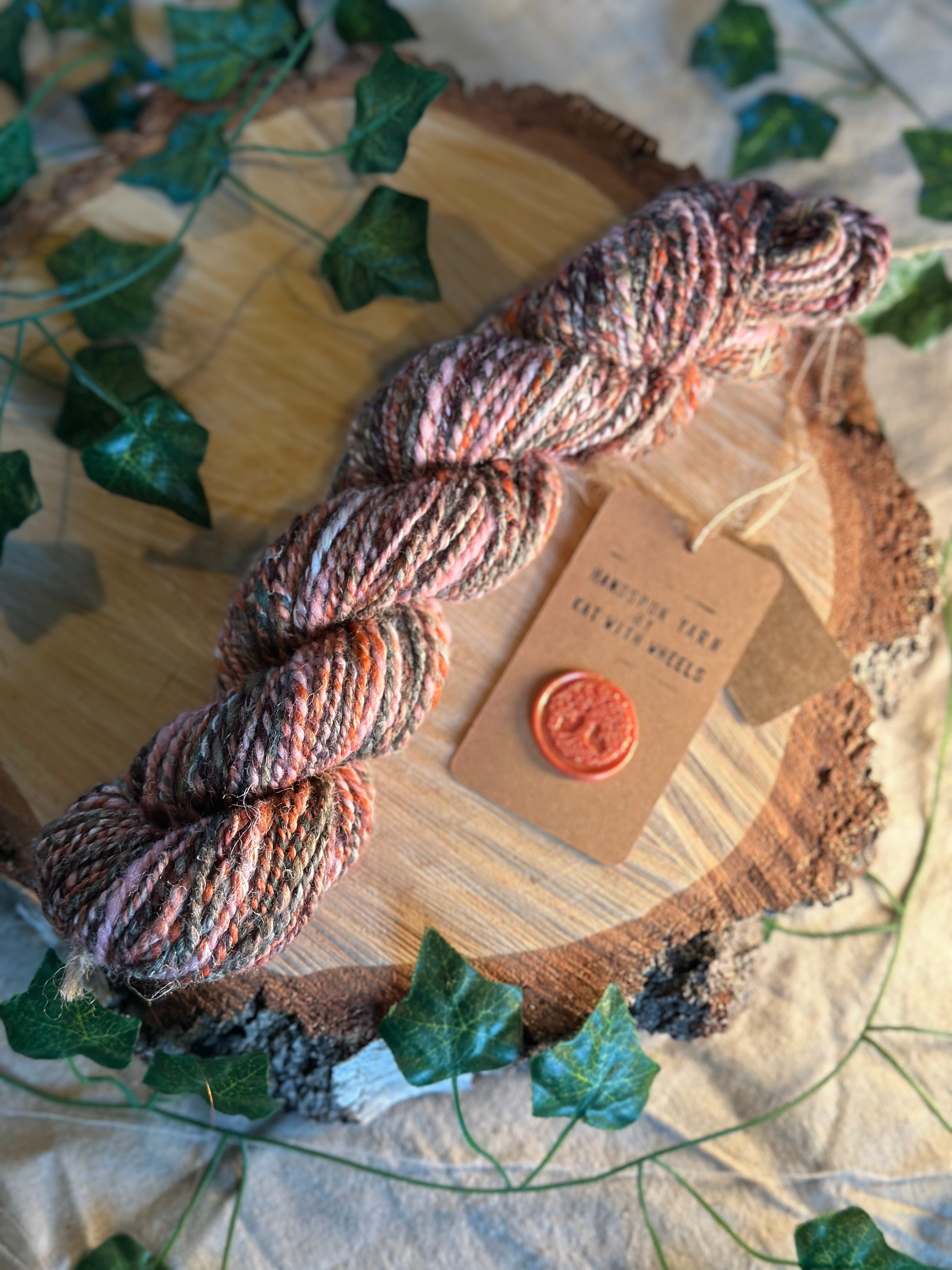 Sunset Sherbet 2 - hand blended hemp inspired Shetland wool yarn