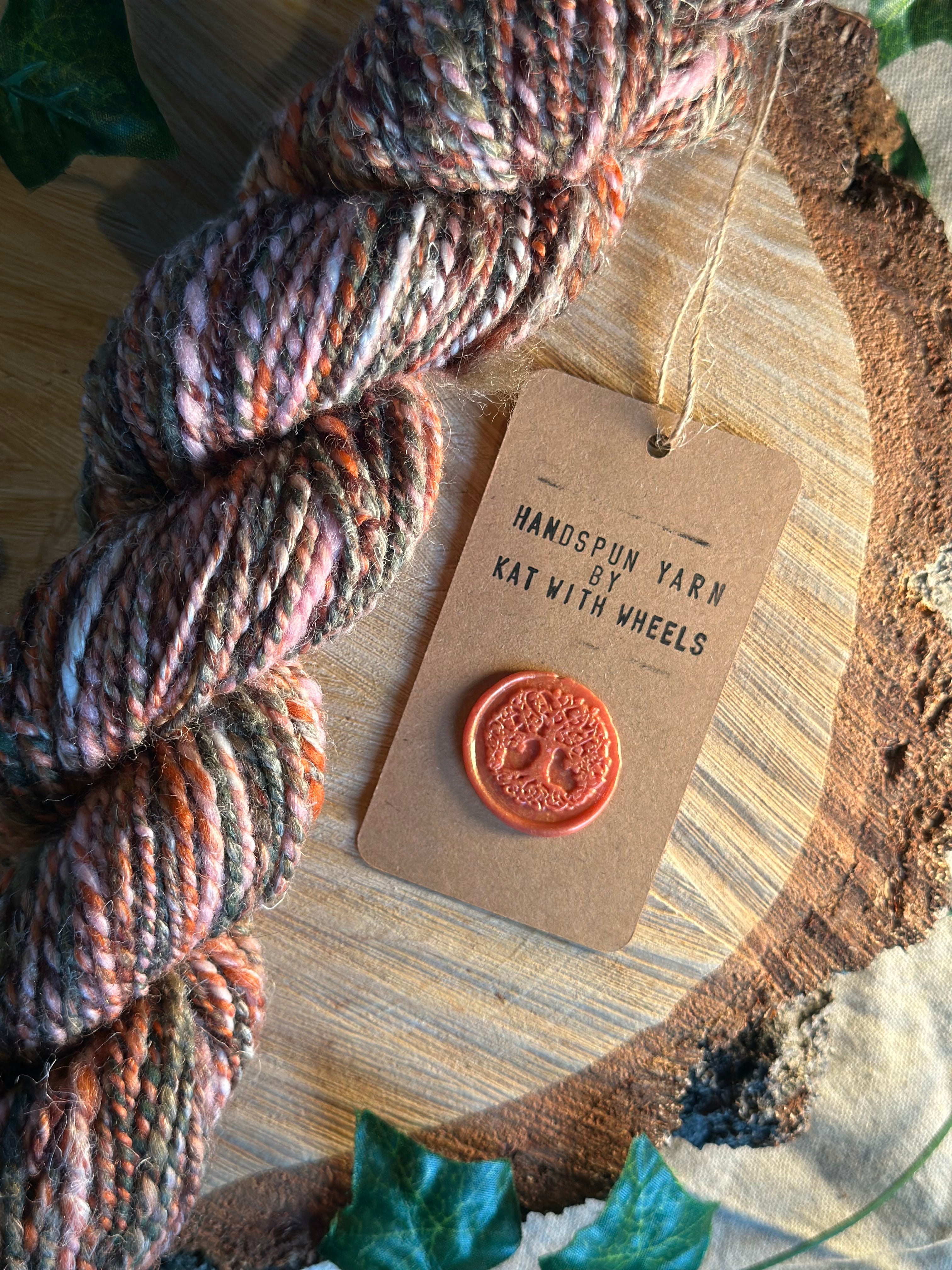 Sunset Sherbet 2 - hand blended hemp inspired Shetland wool yarn
