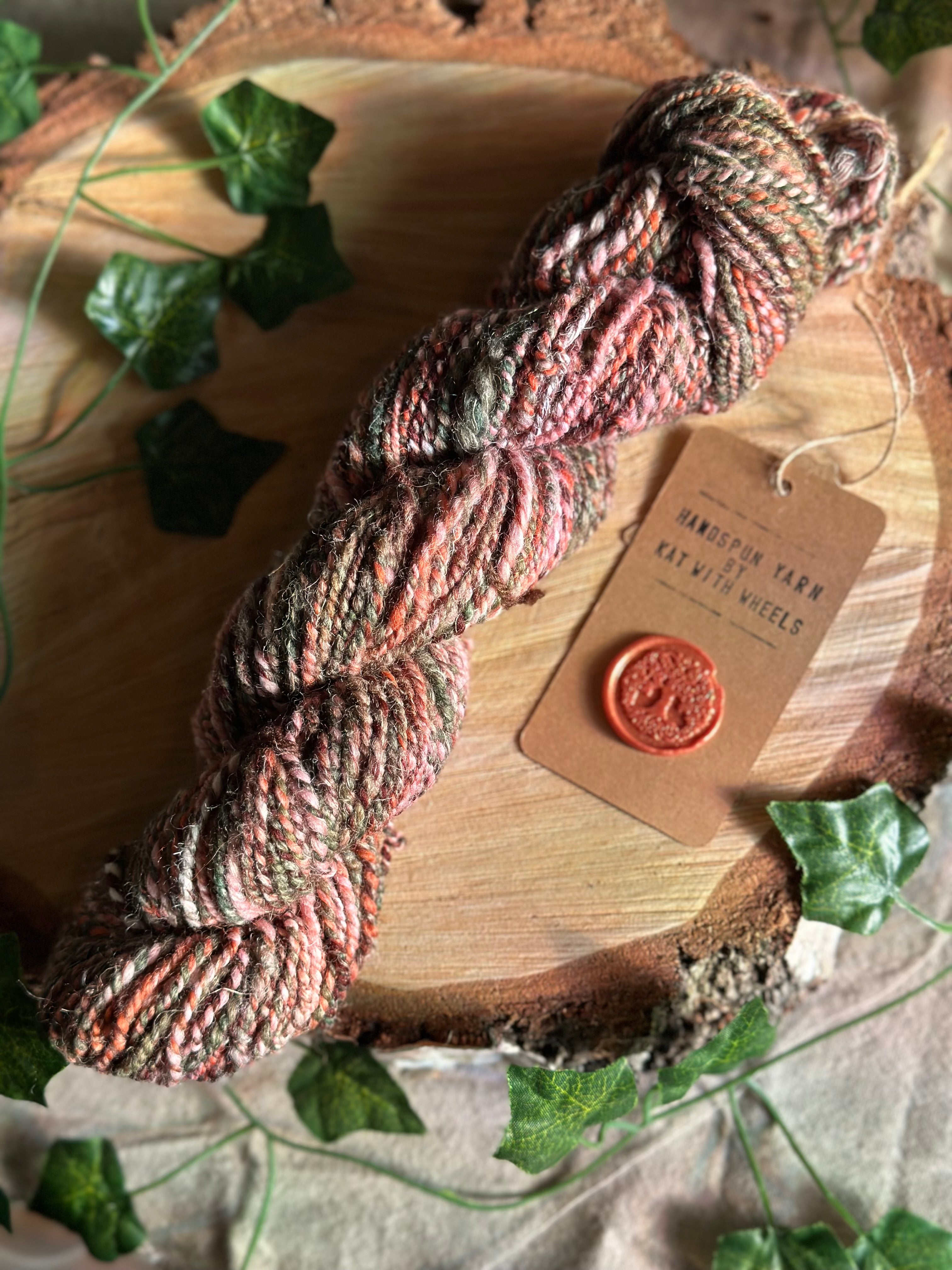 Sunset Sherbet 1 - worsted Shetland cannabis inspired yarn pink and green