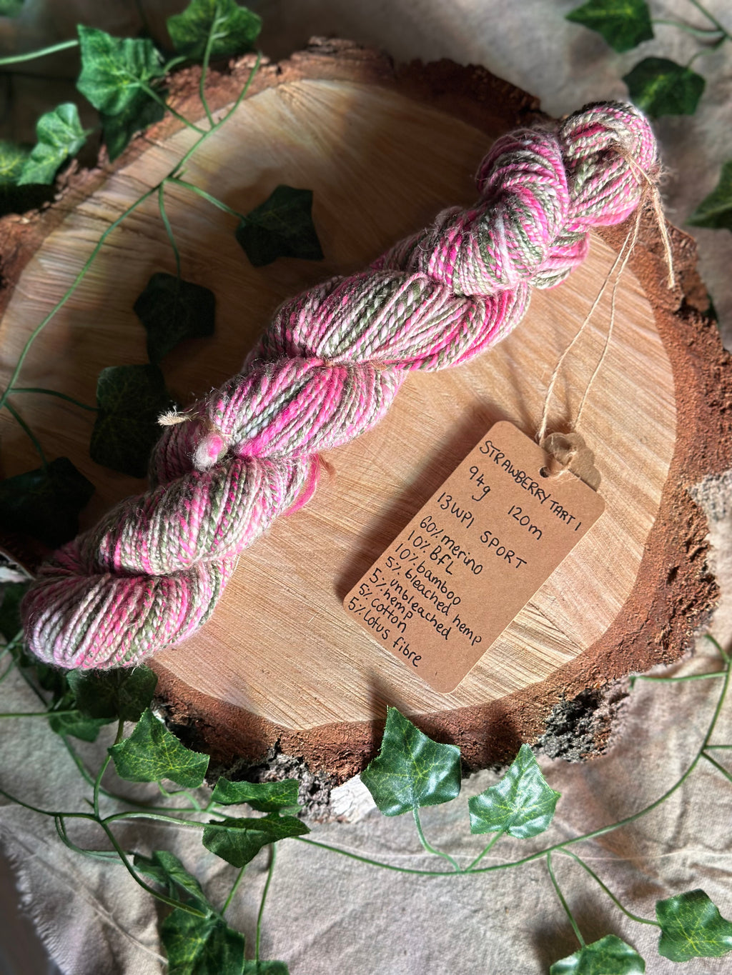 Strawberry Tart 1 - Hand-spun sport yarn